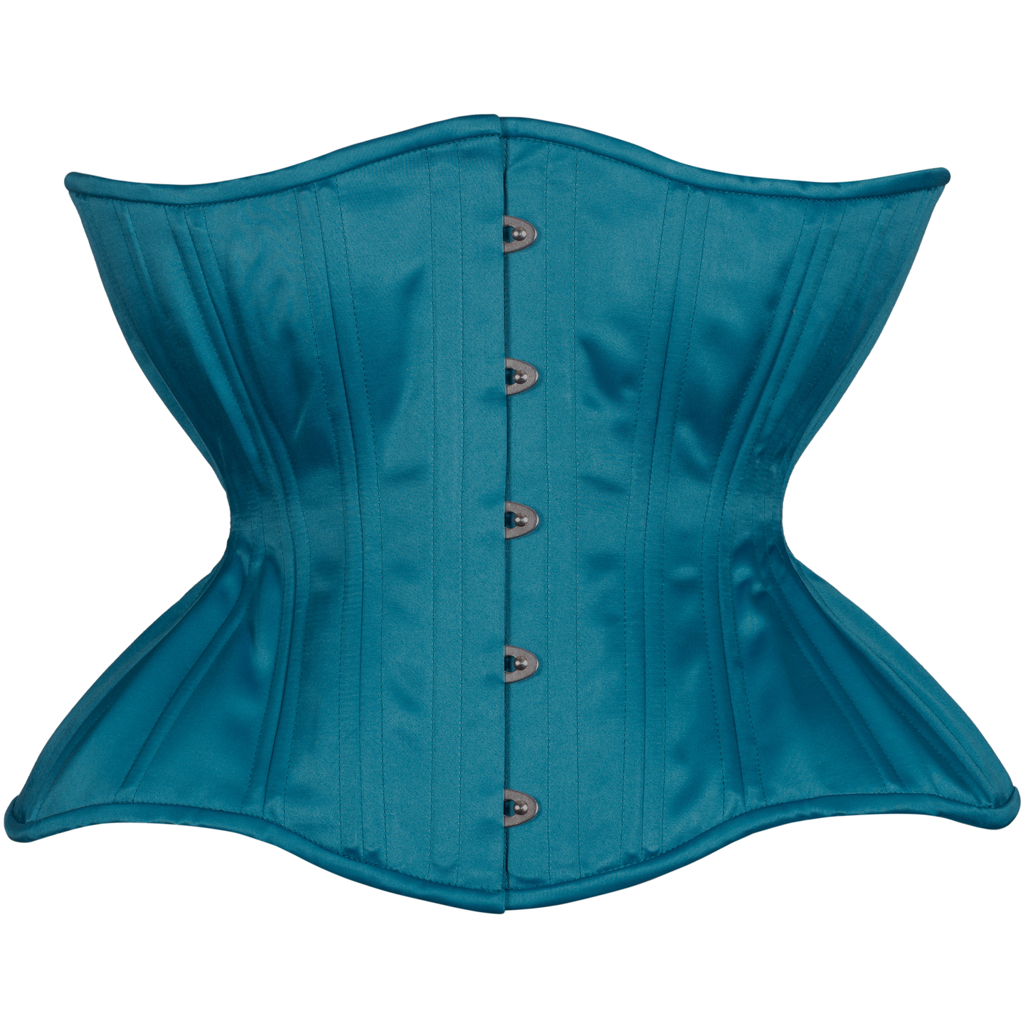 Peacock Blue Satin Cupped Corset, Gemini Silhouette, Regular