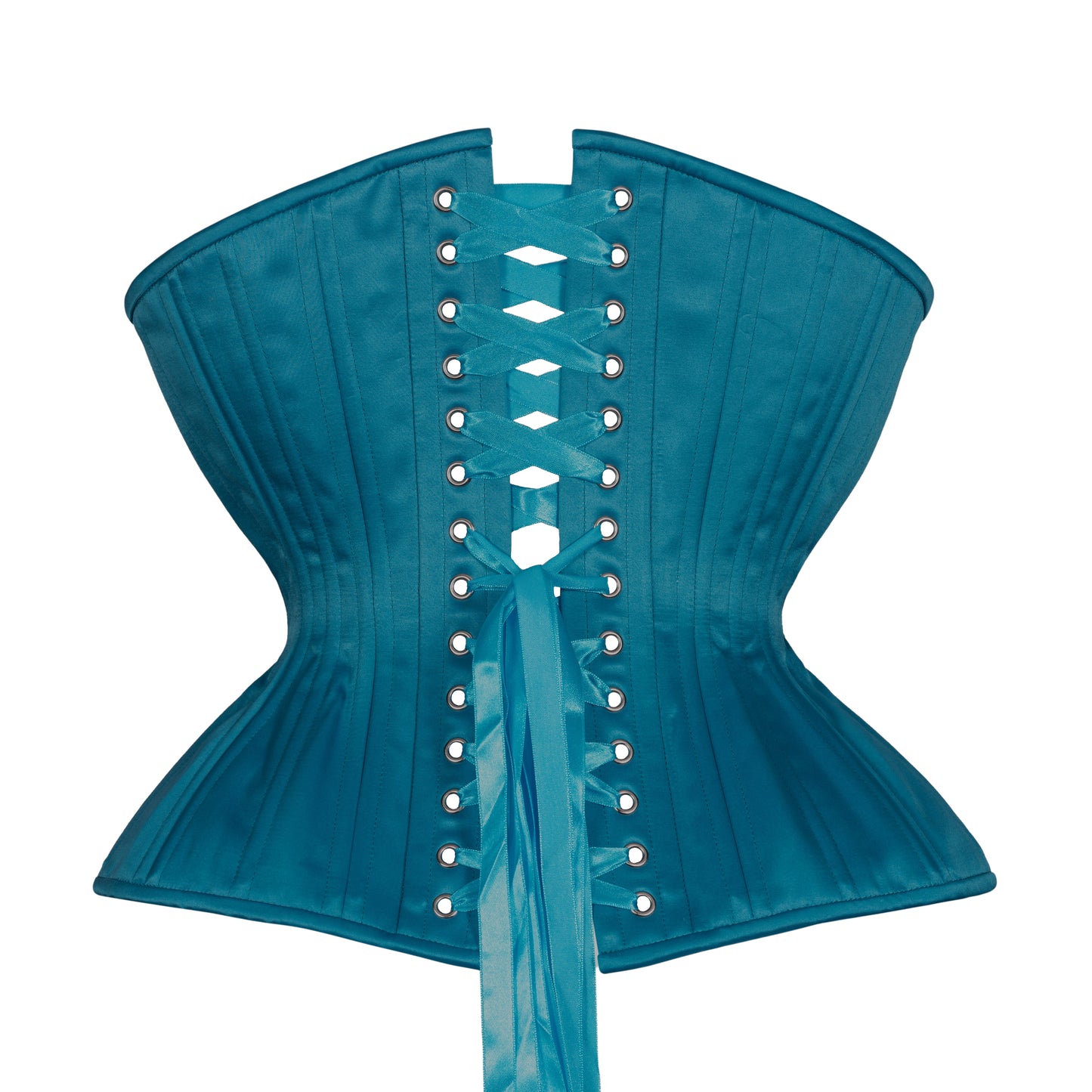 Peacock Blue Satin Cupped Corset, Gemini Silhouette, Regular