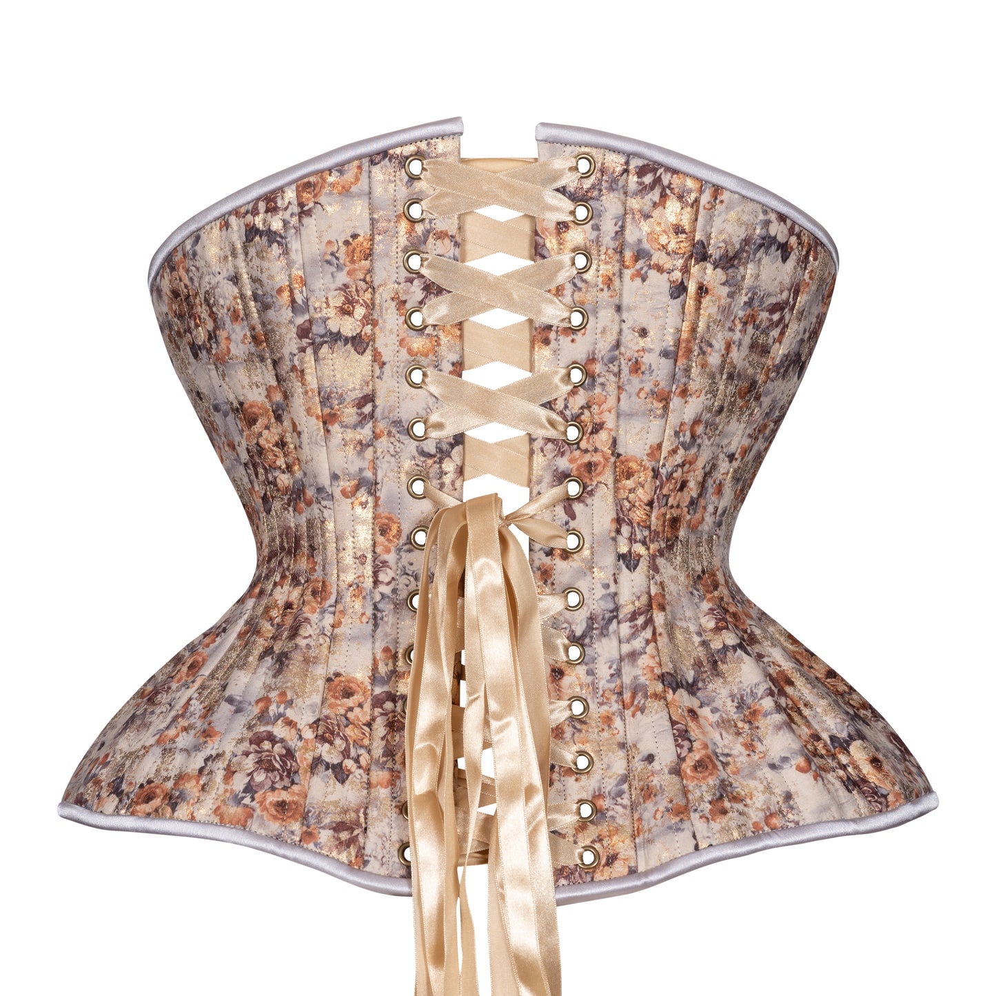 Floral Shimmer in Sepia Straight Corset, Gemini Silhouette, Regular
