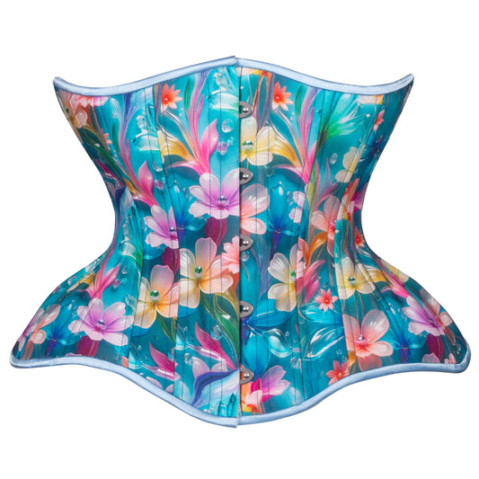 Bubble Blooms in Blue Straight Corset, Gemini Silhouette, Regular