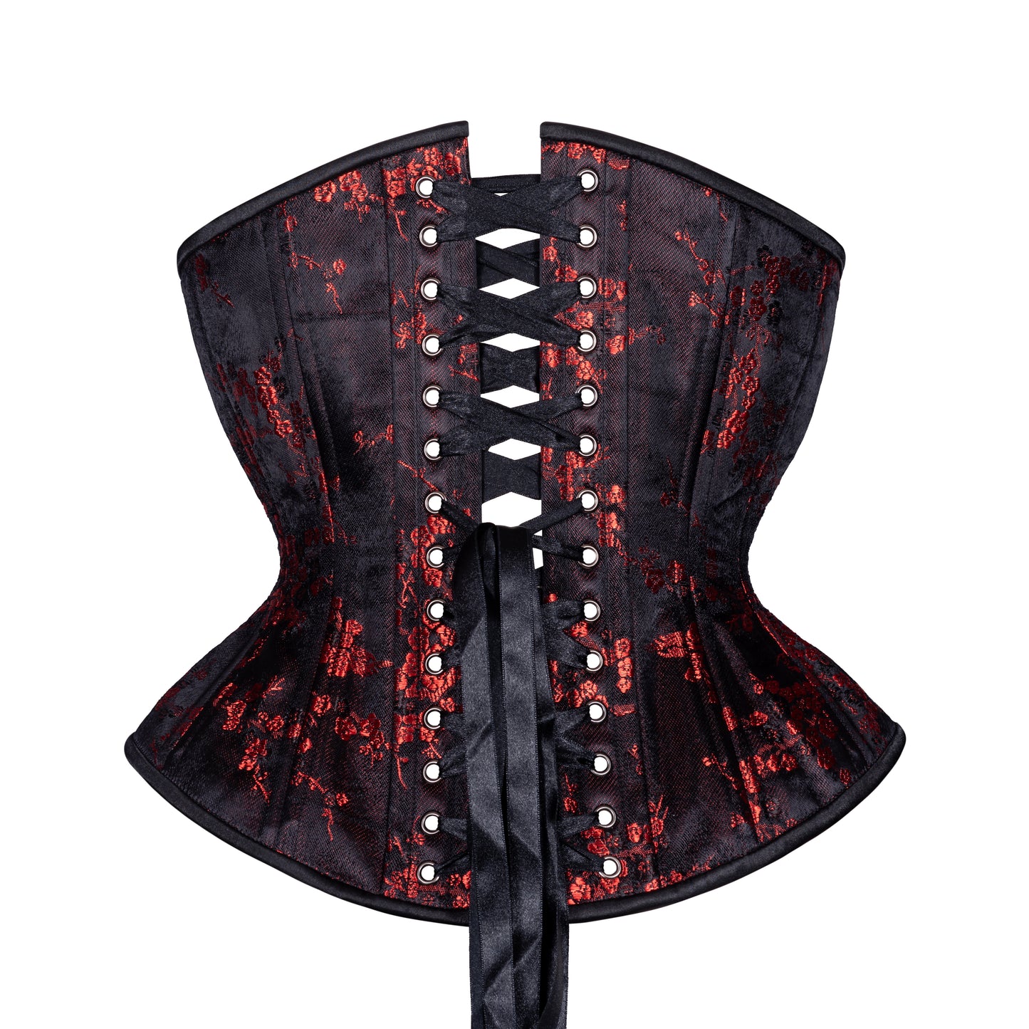 Red/Black Cherry Blossom Novice Corset, Hourglass Silhouette, Regular