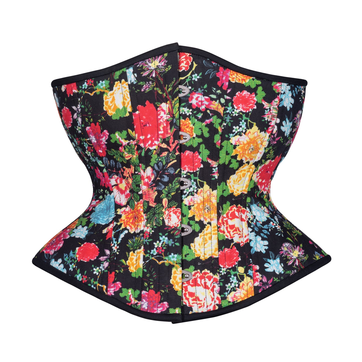 Flowers on Ebony Novice Corset, Hourglass Silhouette, Regular