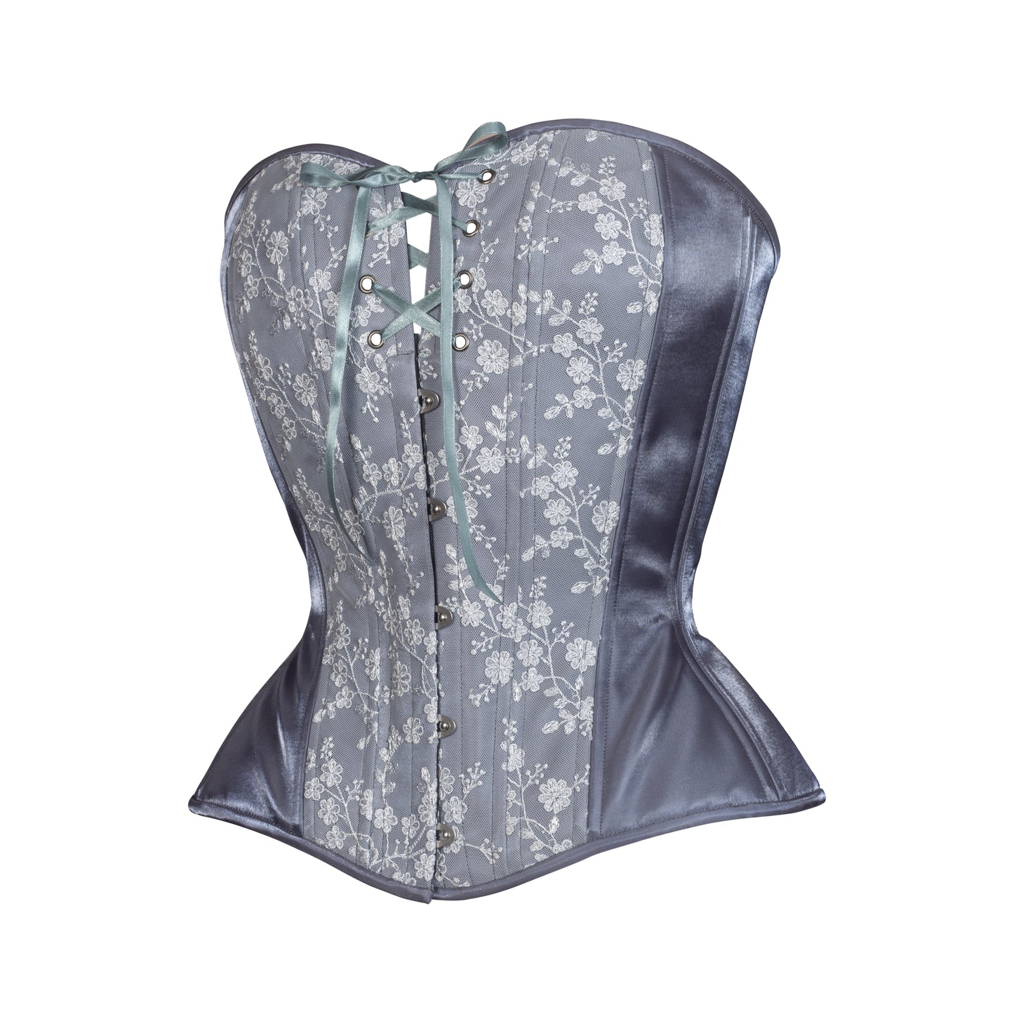 Frost on Steel, Overbust Corset, Hourglass Silhouette, NEW