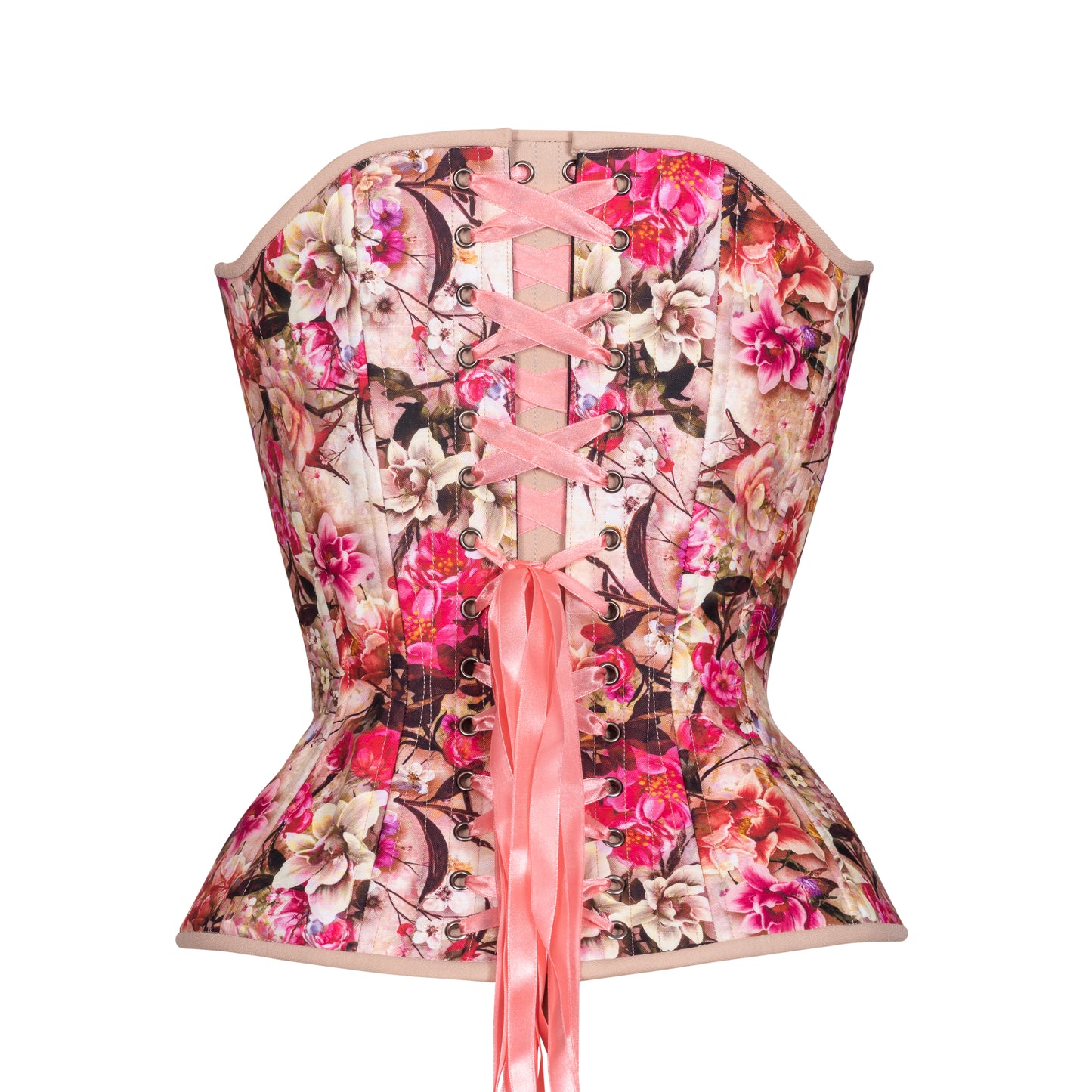 Cerise Bouquet Overbust Corset, Hourglass Silhouette, Regular