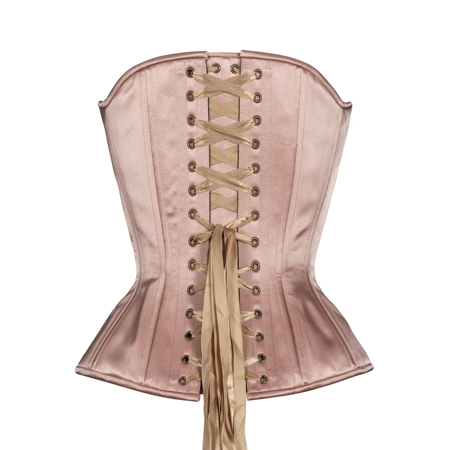 Toffee Satin Overbust Corset, Hourglass Silhouette, Regular