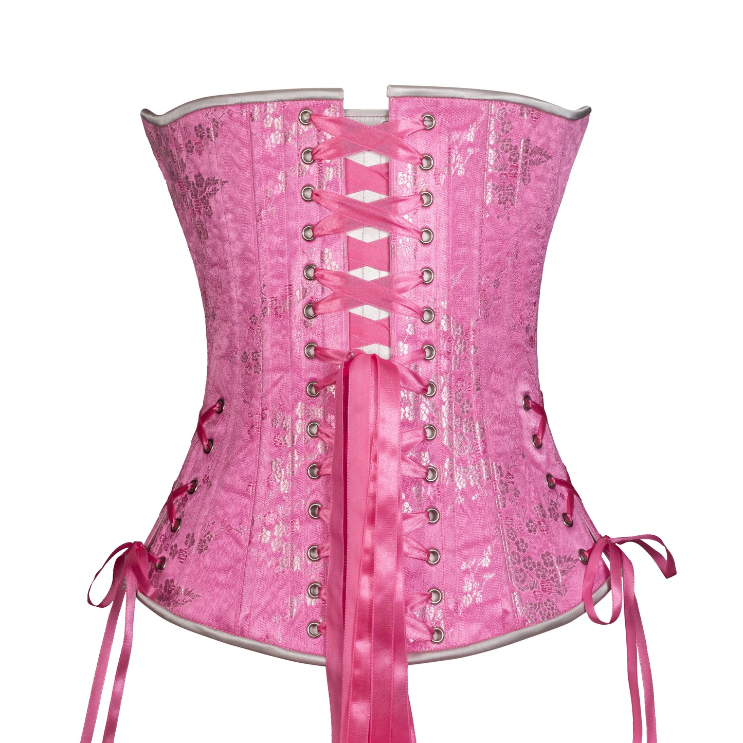 Pink Silver Cherry Blossom Overbust, Slim Silhouette, Regular