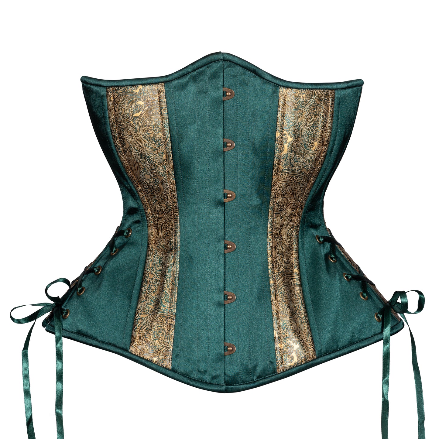 Huntress in Green Corset, Hourglass Silhouette, Long