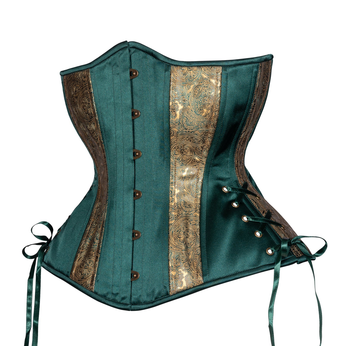 Huntress in Green Corset, Hourglass Silhouette, Long