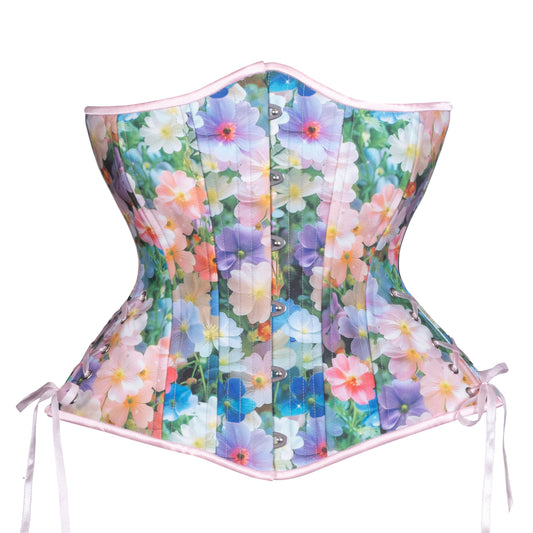 Floral patterned corset on a white background