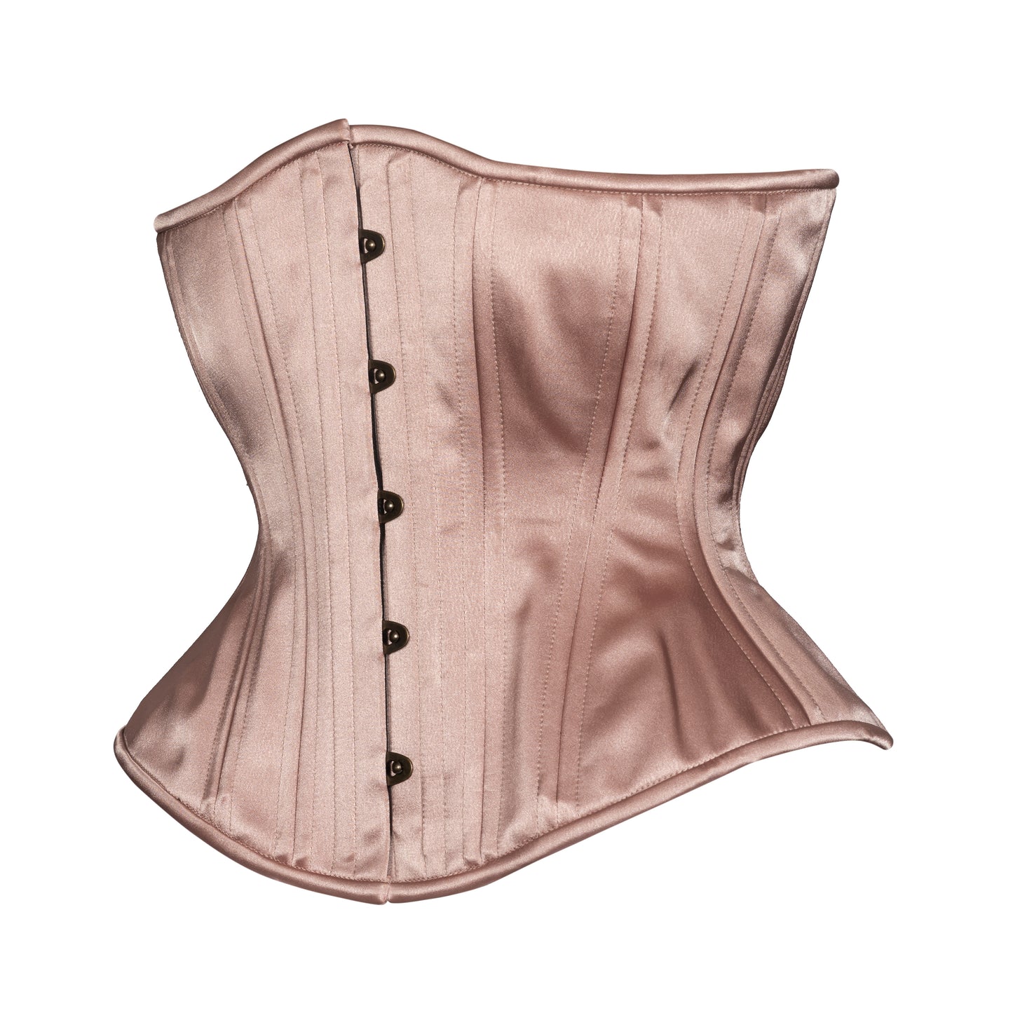 Toffee Satin Corset, Hourglass Silhouette, Regular