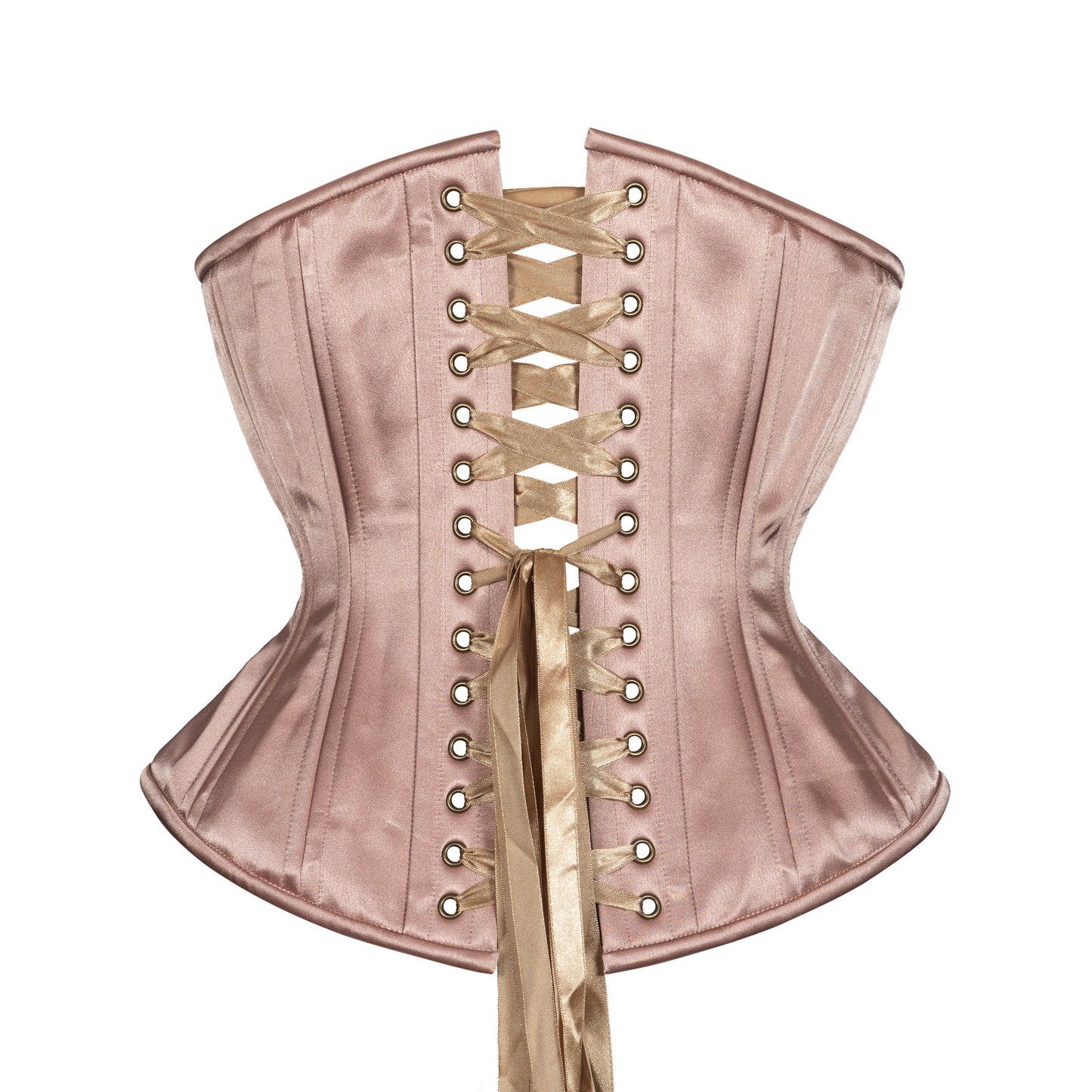 Toffee Satin Corset, Hourglass Silhouette, Regular