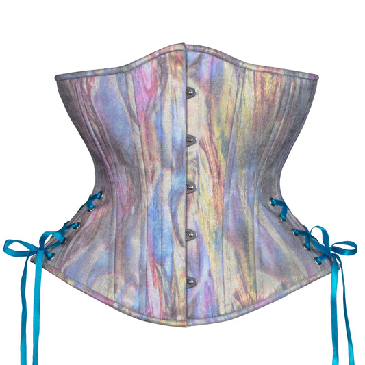 Impressionist Shimmer Corset, Hourglass Silhouette, Regular W/Hip Ties