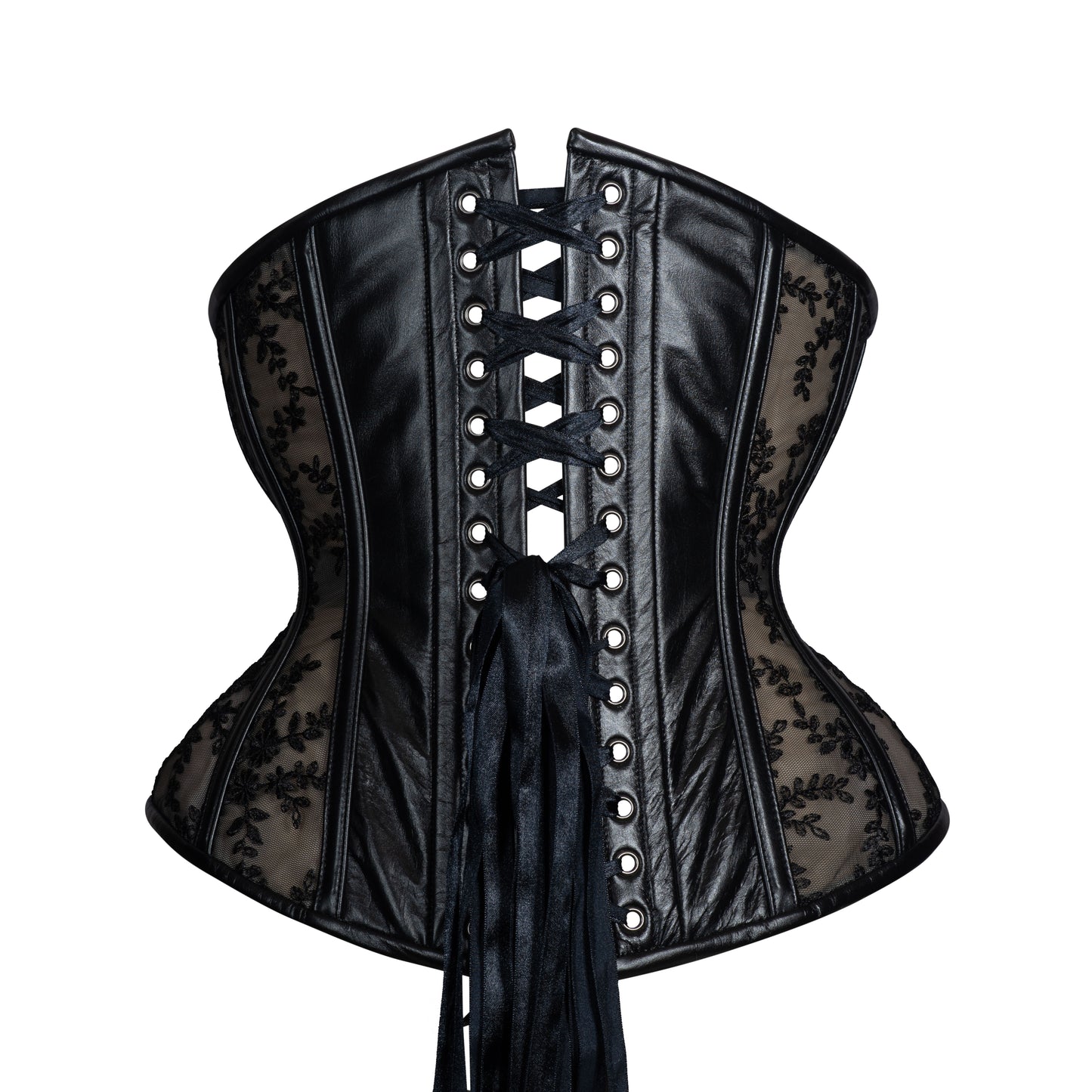 Leather and Lace Corset, Hourglass Silhouette, Regular