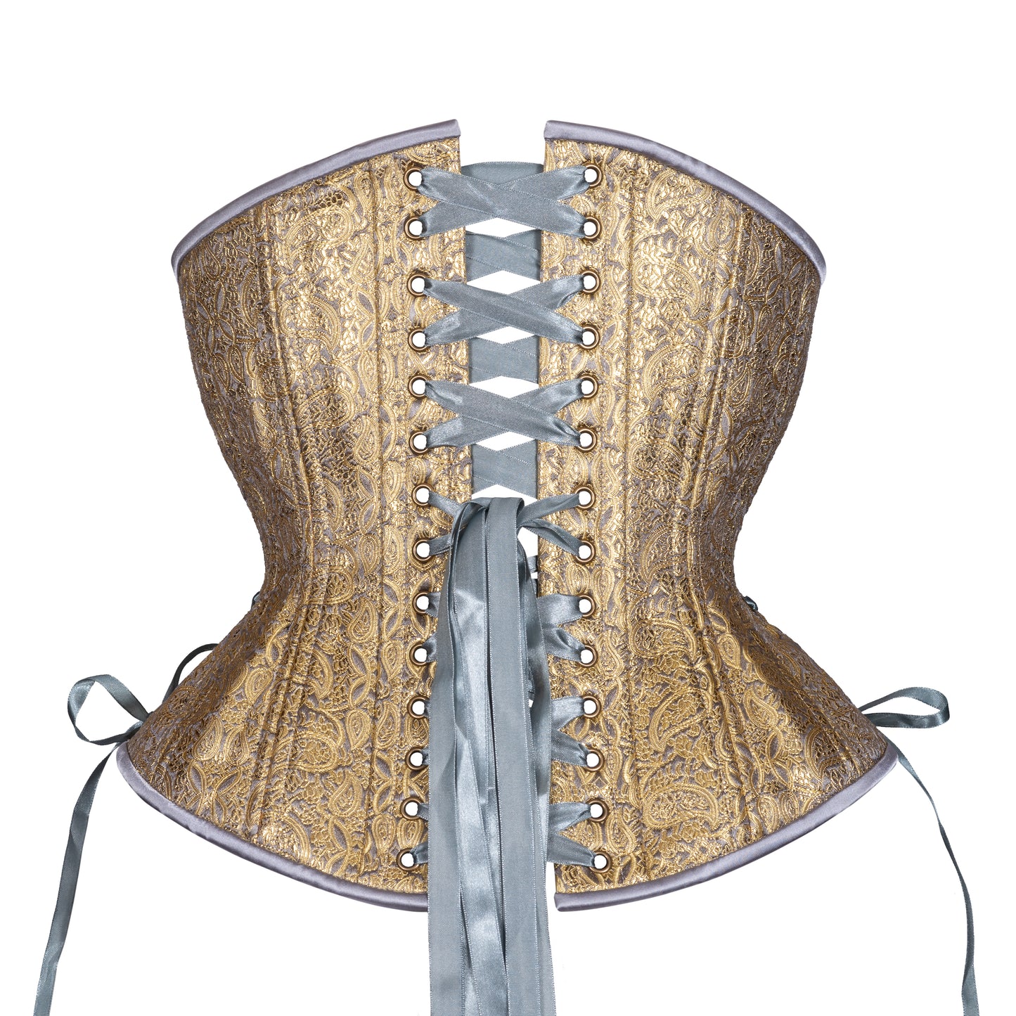 Mixed Metal Filigree Corset, Hourglass Silhouette, Regular W/Hip Ties