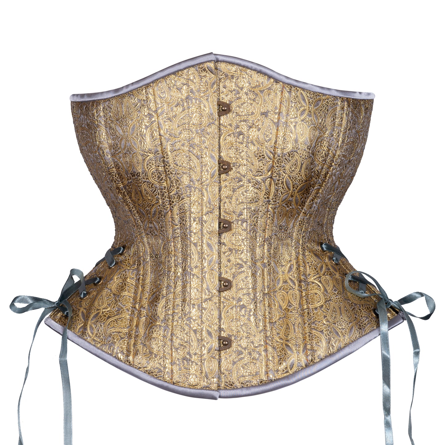 Mixed Metal Filigree Corset, Hourglass Silhouette, Regular W/Hip Ties
