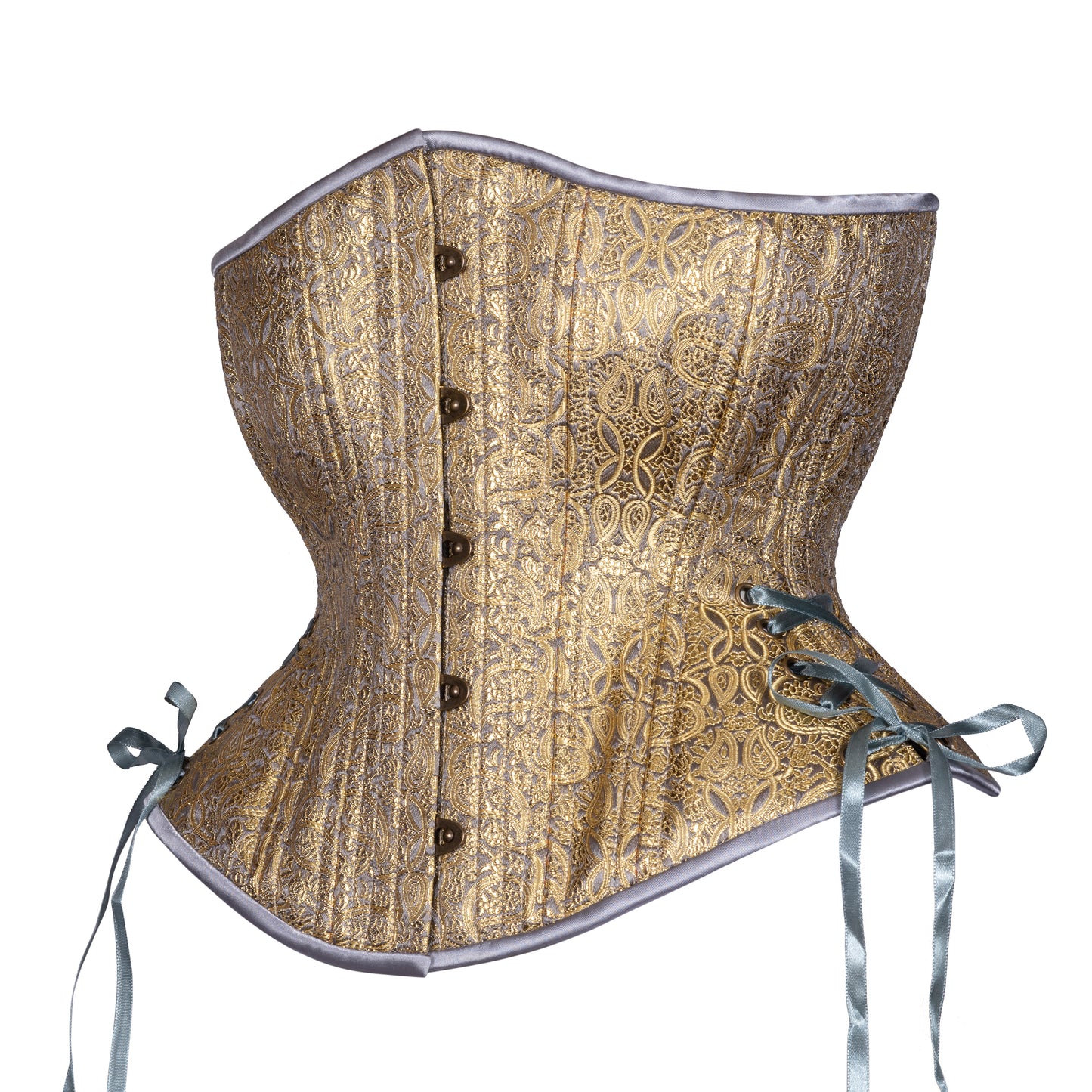Mixed Metal Filigree Corset, Hourglass Silhouette, Regular W/Hip Ties