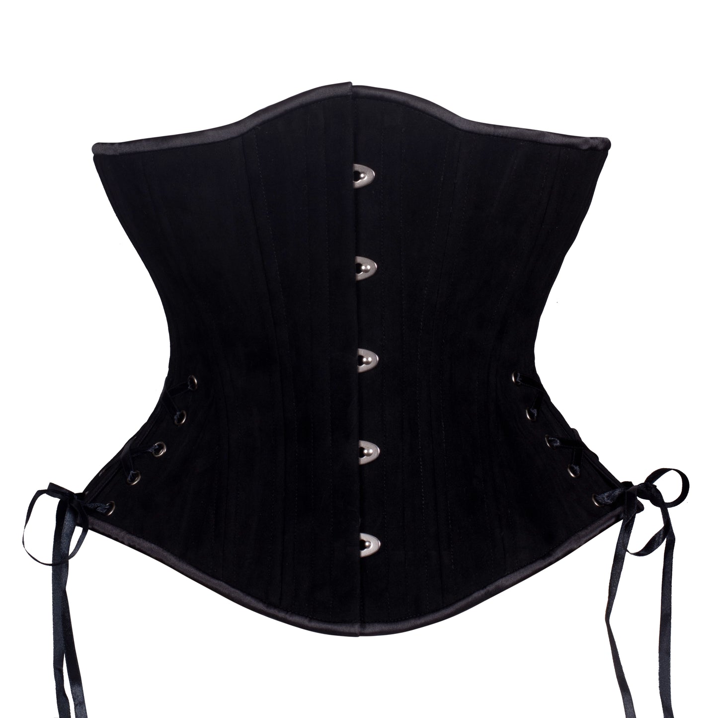 Black Velvet Corset, Hourglass Silhouette, Regular W/Hip Ties