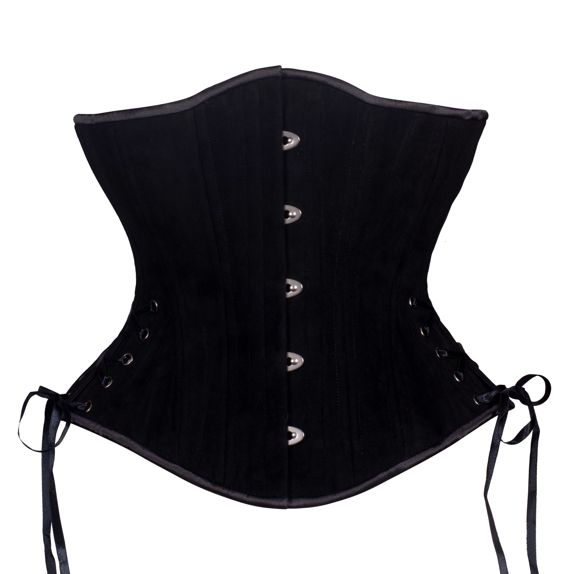 Black Velvet Corset, Hourglass Silhouette, Regular W/Hip Ties