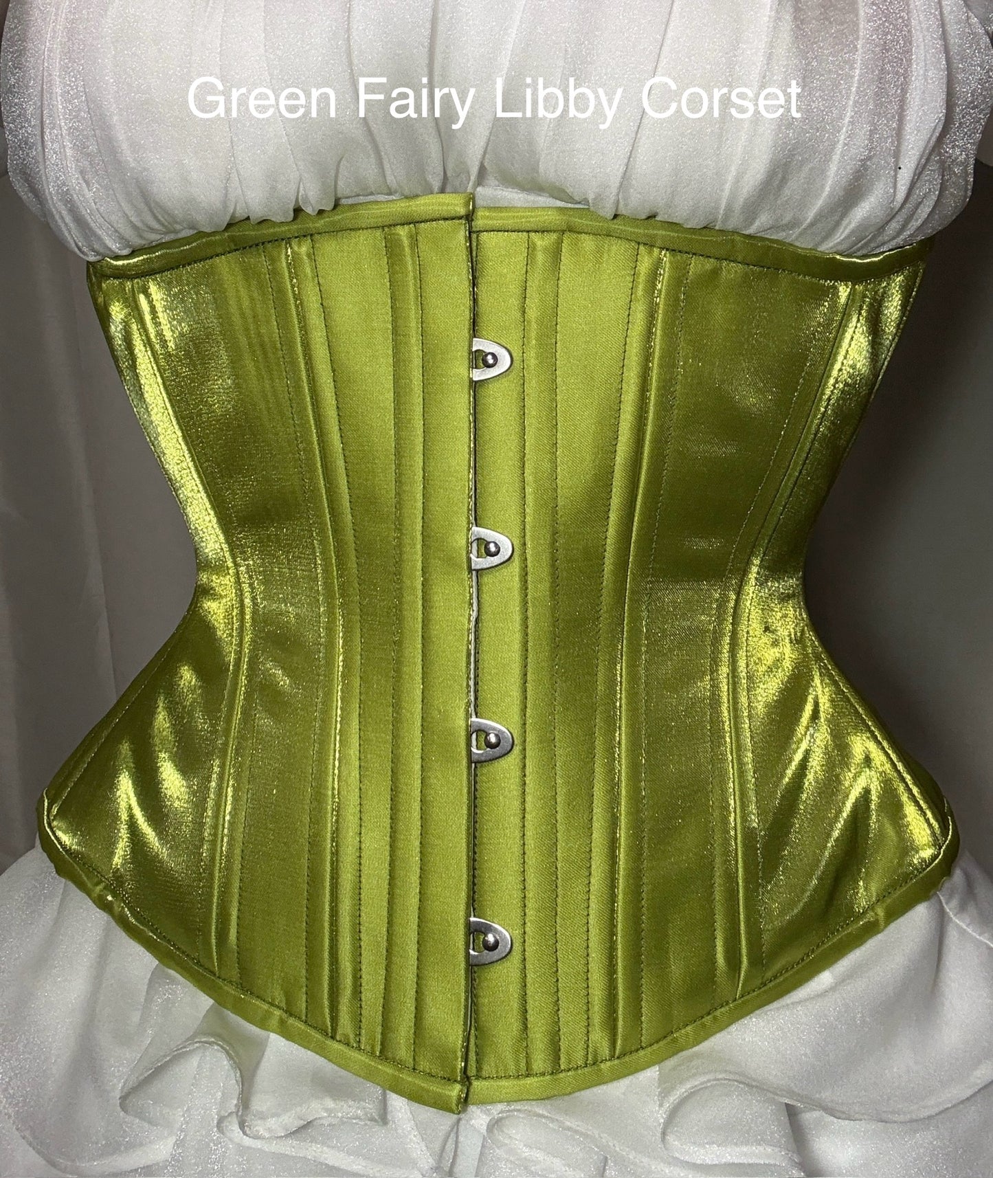 Green Fairy Corset, Slim Silhouette, Long