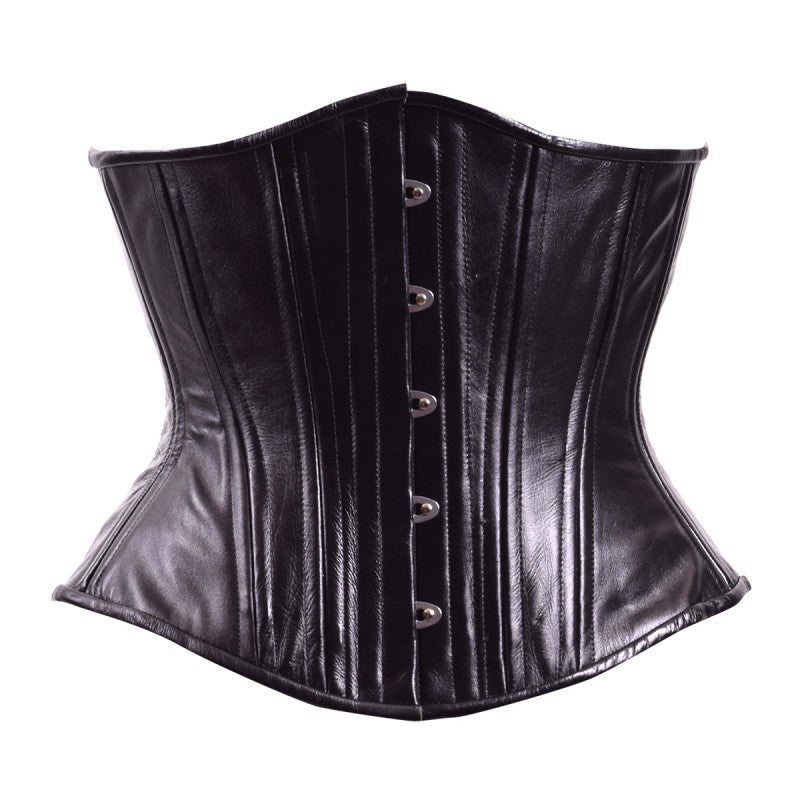 Black Leather Corset, Hourglass Silhouette, Regular