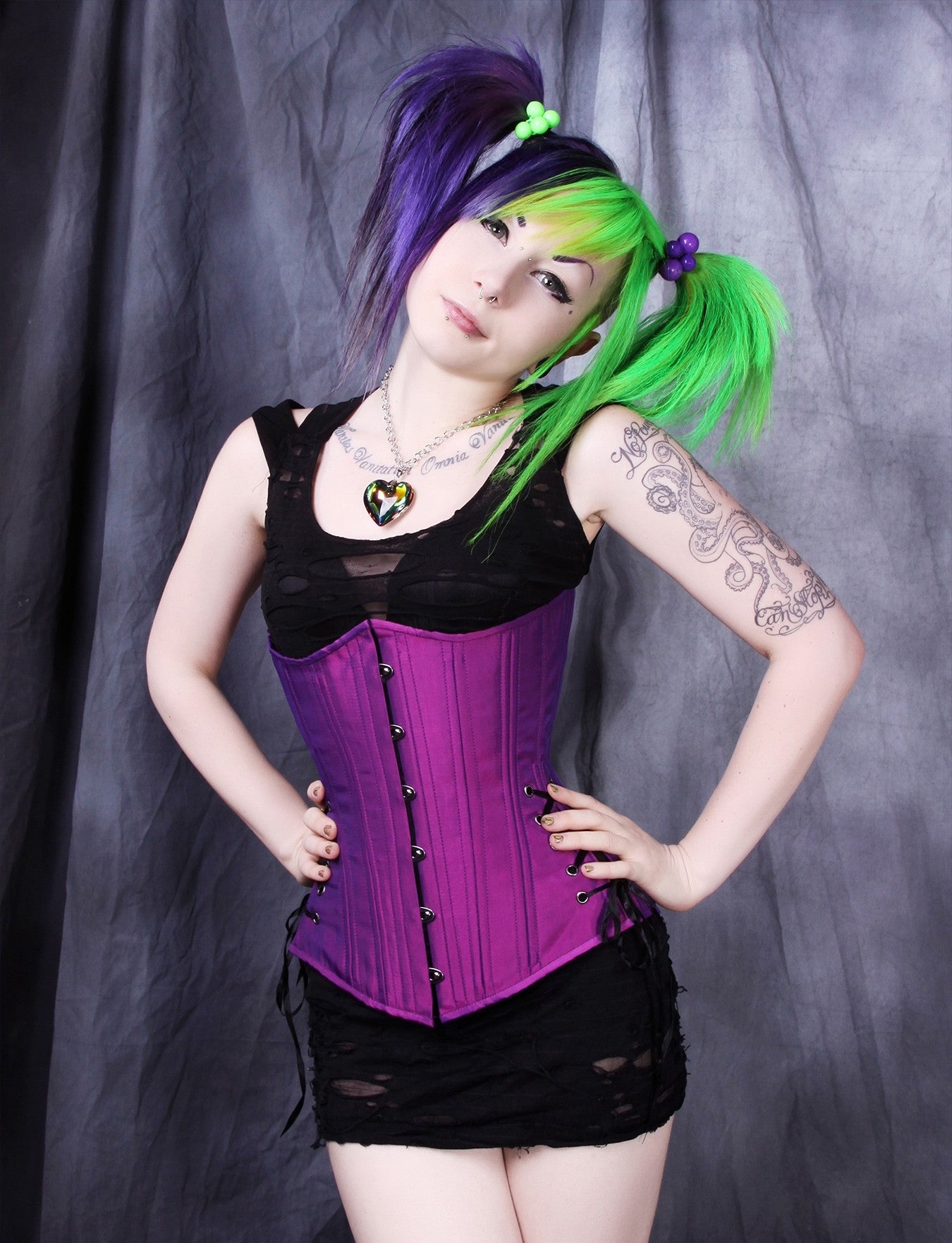 Purple Iridescent Long Corset