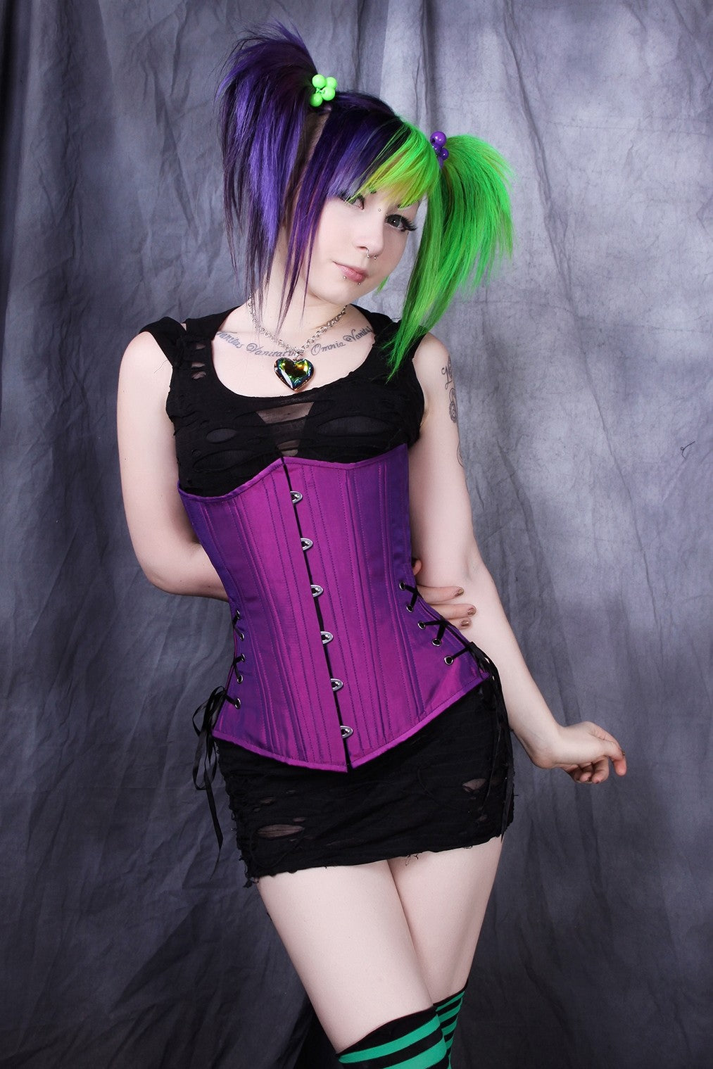 Purple Iridescent Long Corset