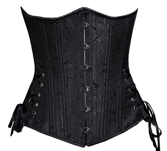 Black Floral Long Corset