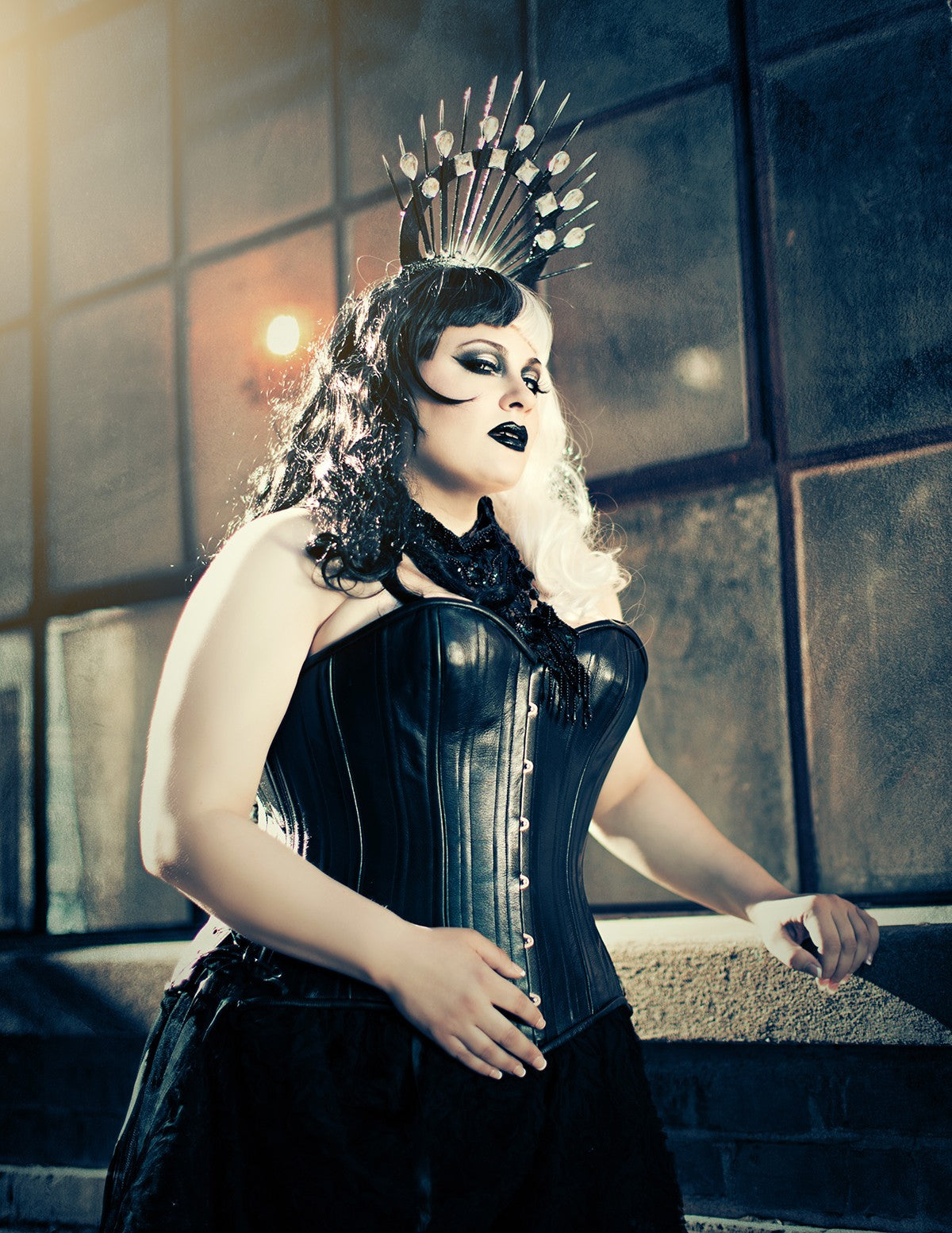 Black Leather Overbust Corset