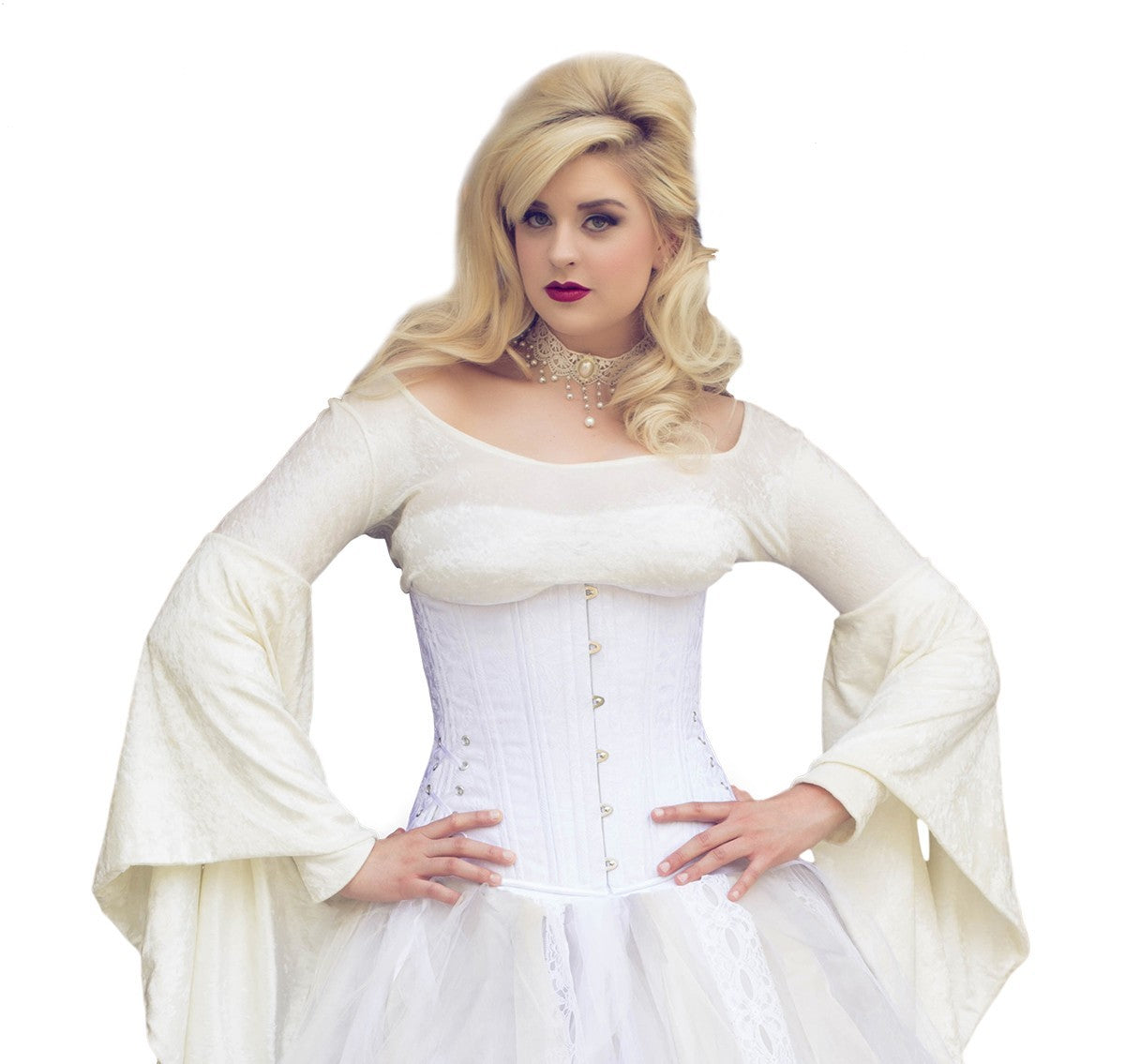 White Floral Brocade Corset