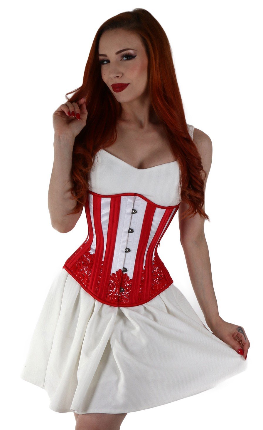 White with Red Sparkle, Hourglass Silhouette, Regular** ALL SIZES