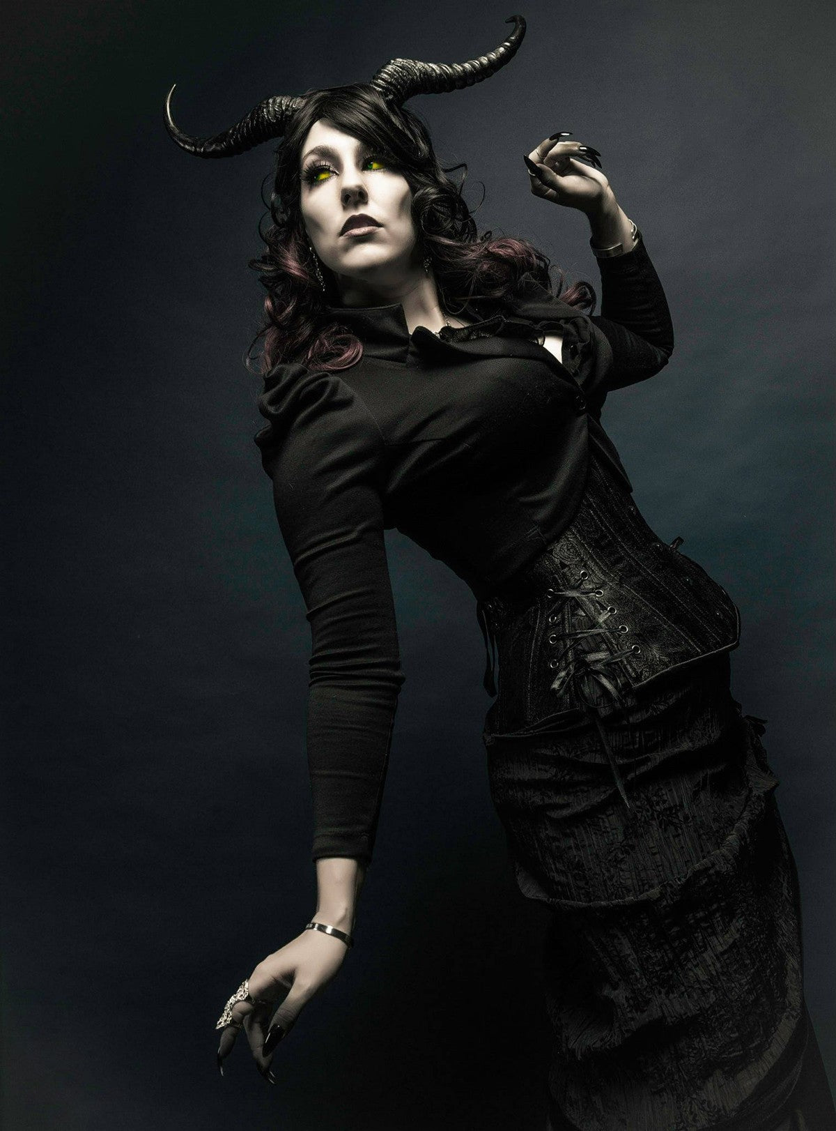Black Floral Long Corset