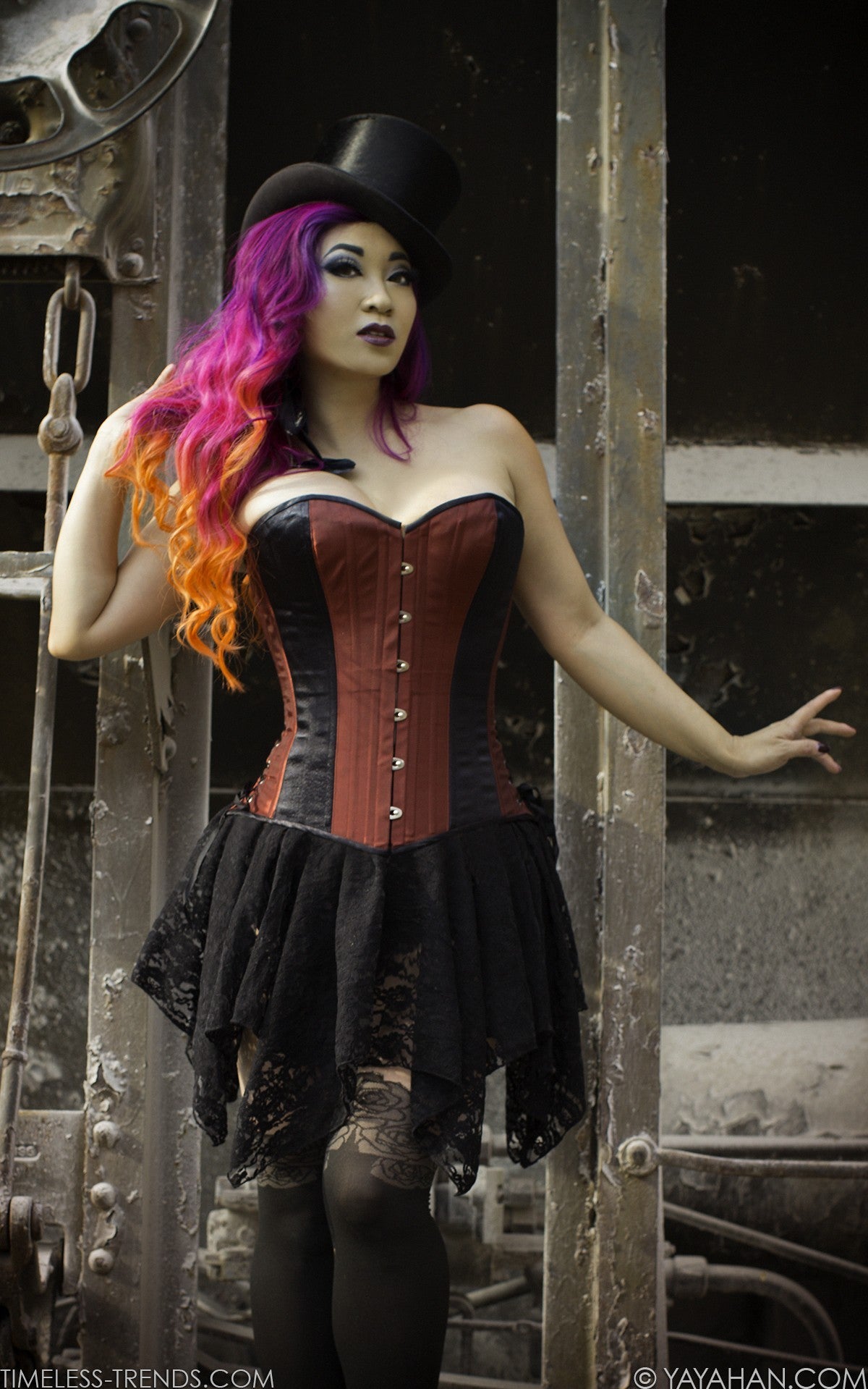 Iridescent Red Overbust Corset