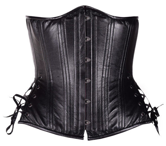 Black Leather Long Corset