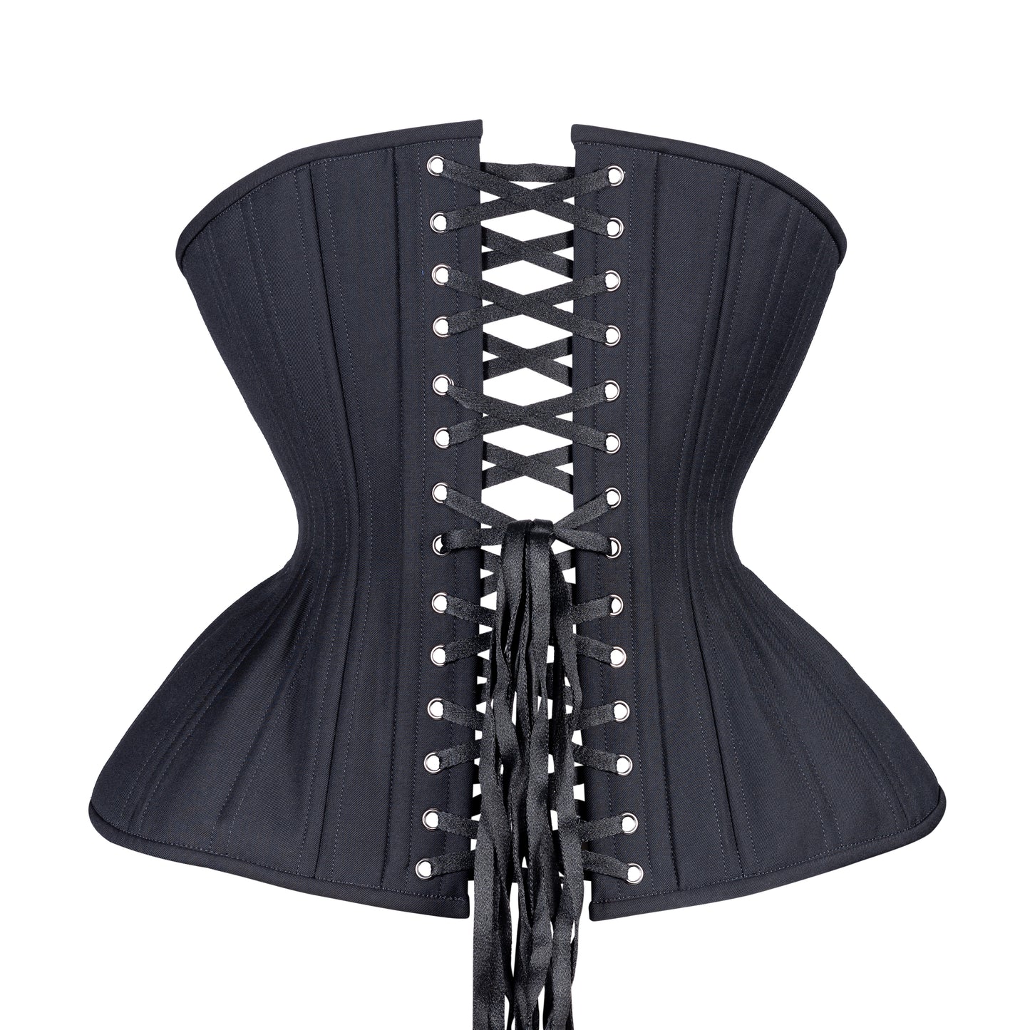 Black Cashmere Cupped Corset, Gemini Silhouette, Long