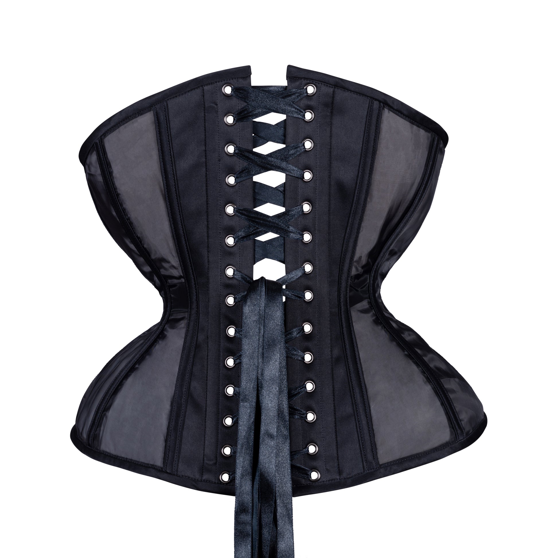 Black Fine Mesh Cupped Corset, Gemini Silhouette, Regular