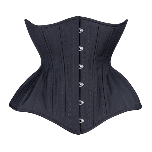 Black Cashmere Straight Corset, Gemini Silhouette, Long