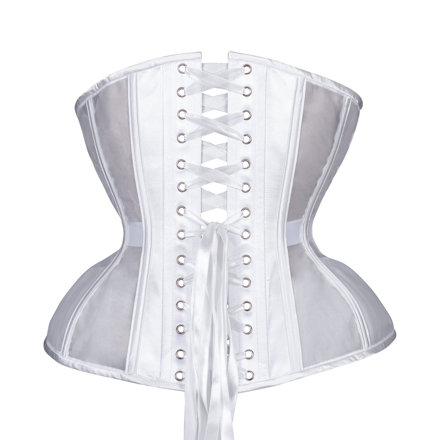 White Fine Mesh Straight Corset, Gemini Silhouette, Regular
