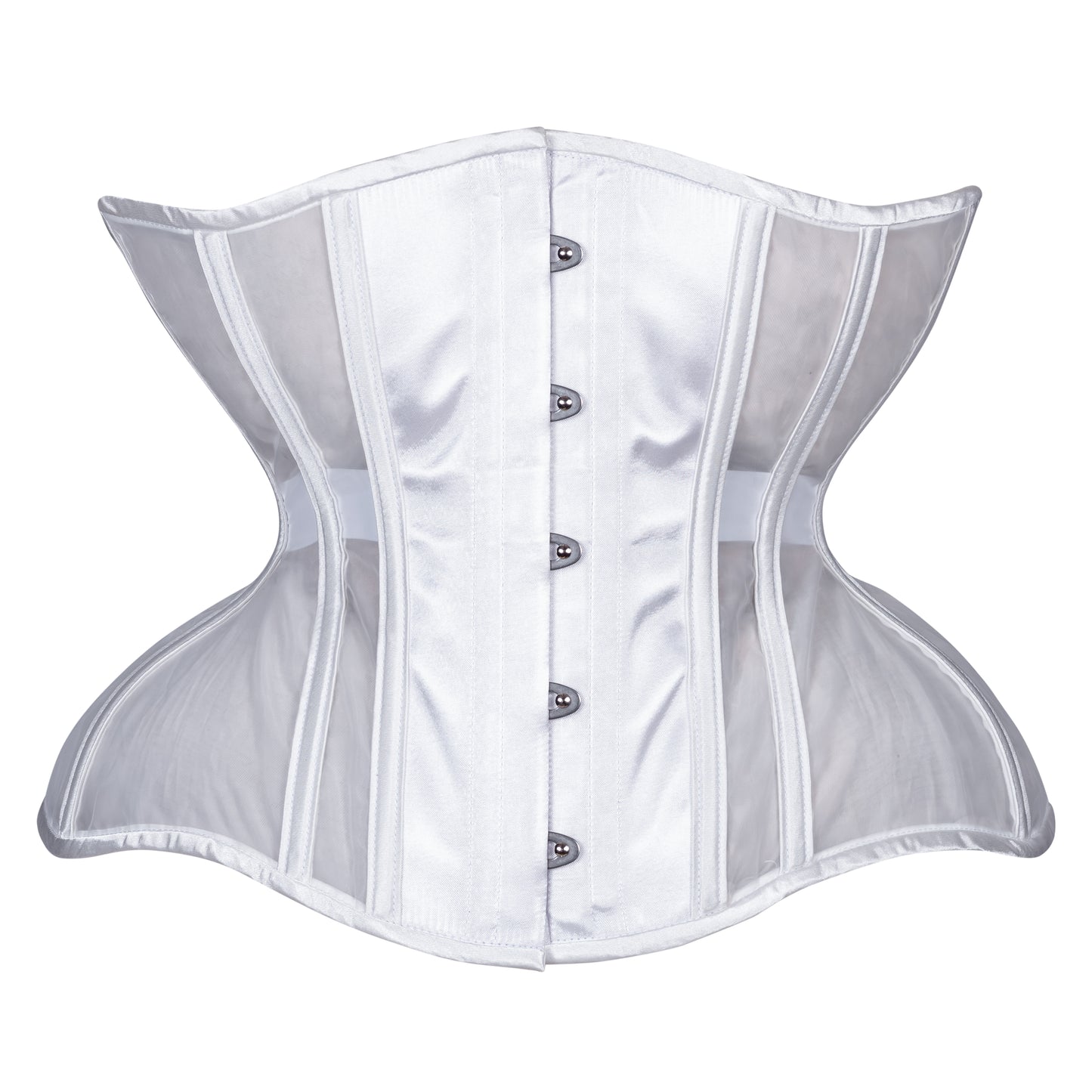 White Fine Mesh Straight Corset, Gemini Silhouette, Regular