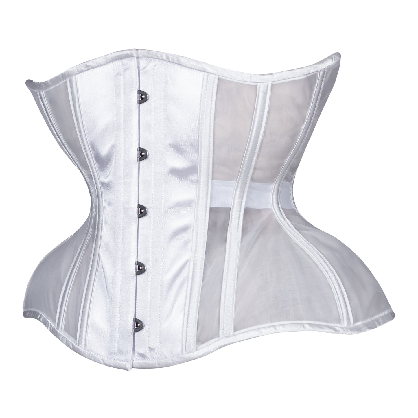 White Fine Mesh Straight Corset, Gemini Silhouette, Regular