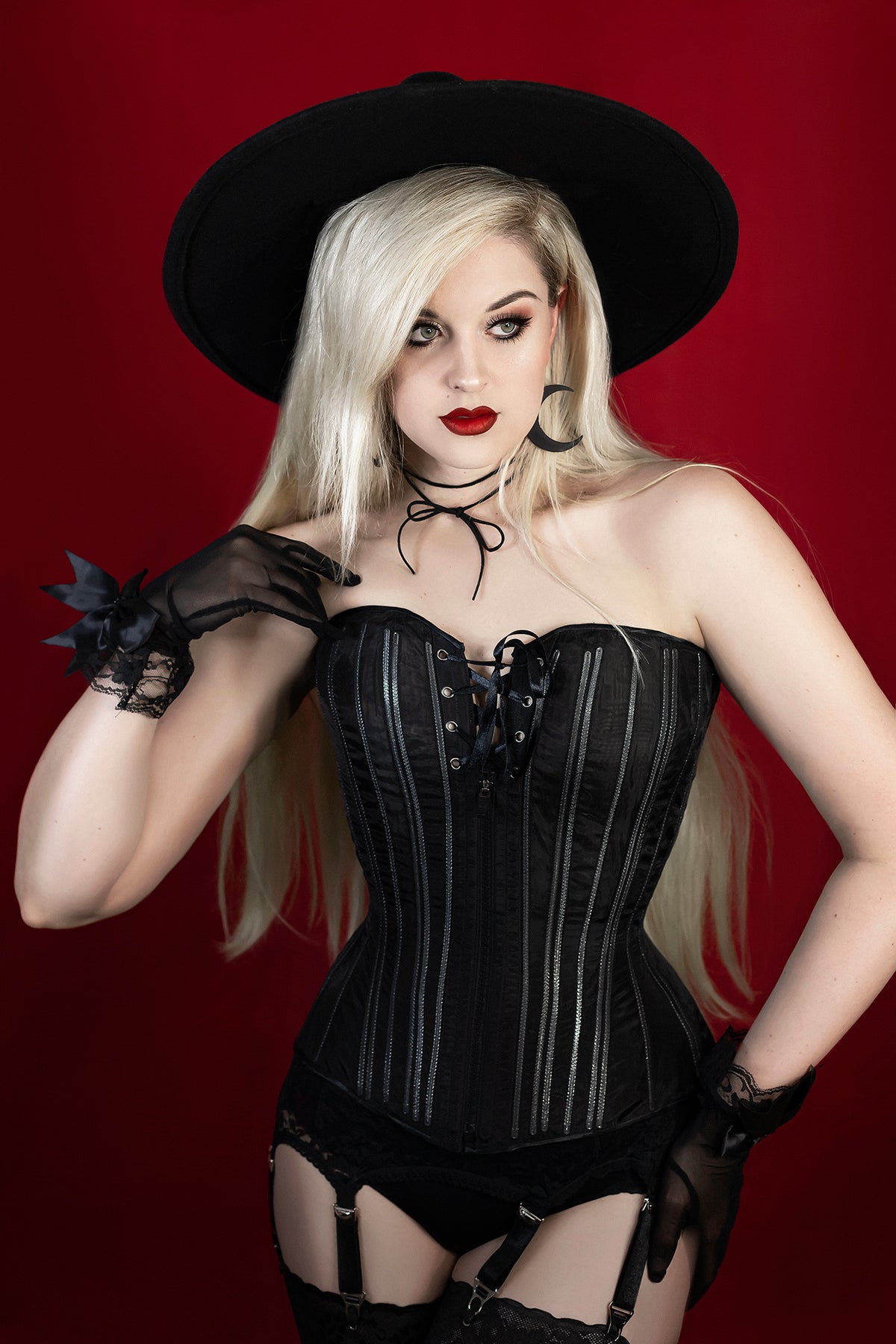Black Fine Mesh No Line Overbust Corset, Hourglass Silhouette, NEW