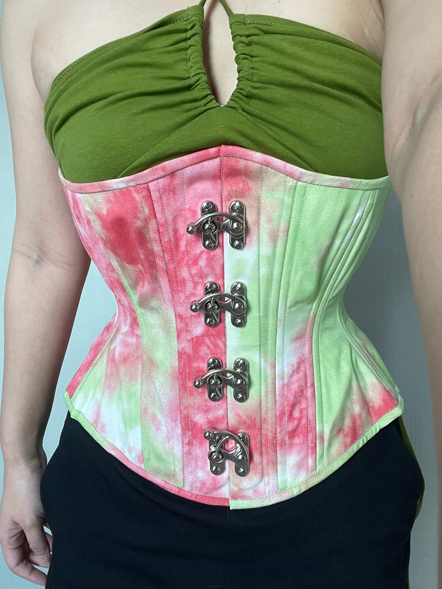 Tie Dye Red Novice Corset, Hourglass Silhouette, Regular