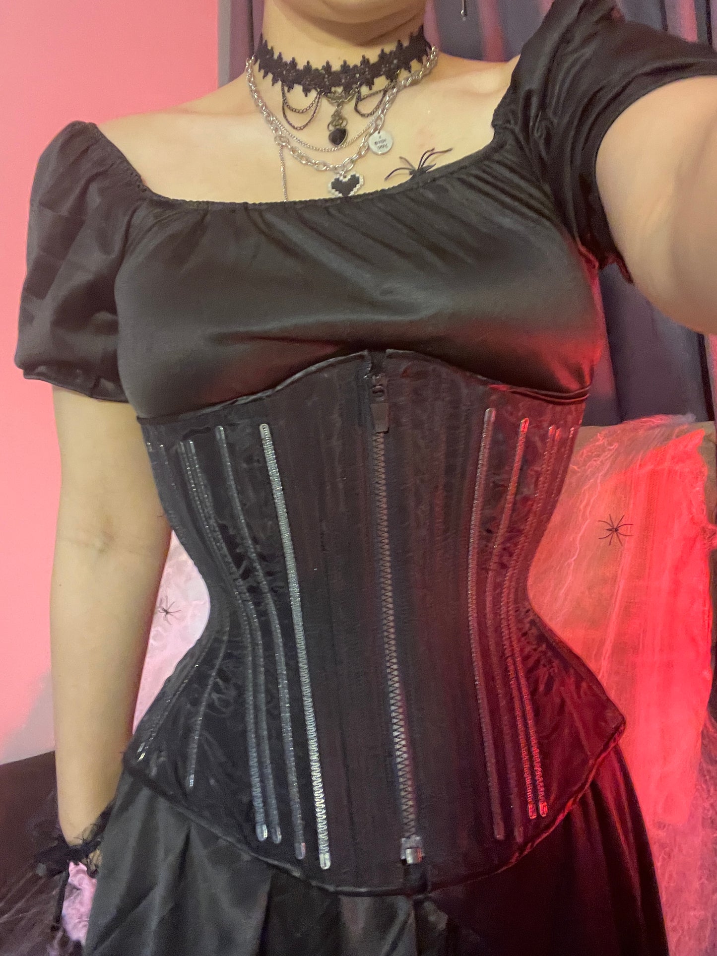 Black Fine Mesh No Line Corset, Hourglass Silhouette, Regular