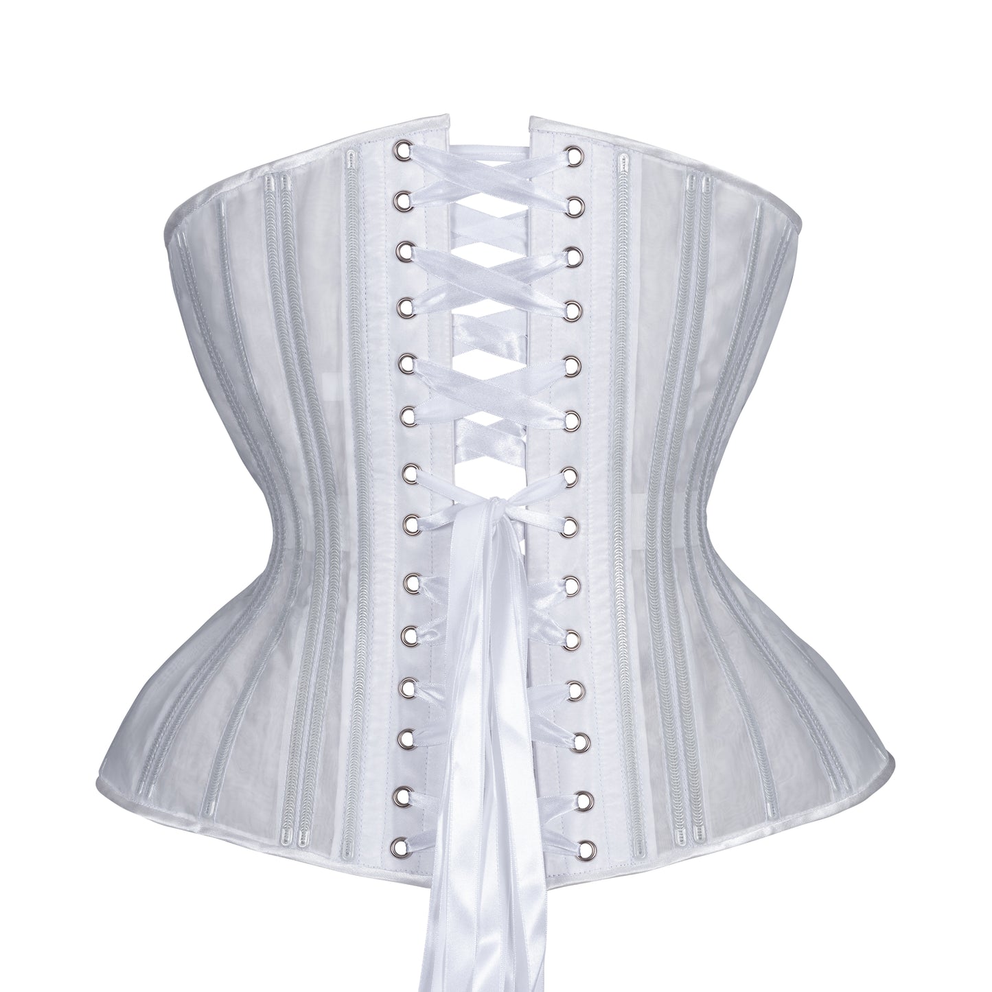White Fine Mesh No Line Corset, Gemini Cupped Silhouette, Regular