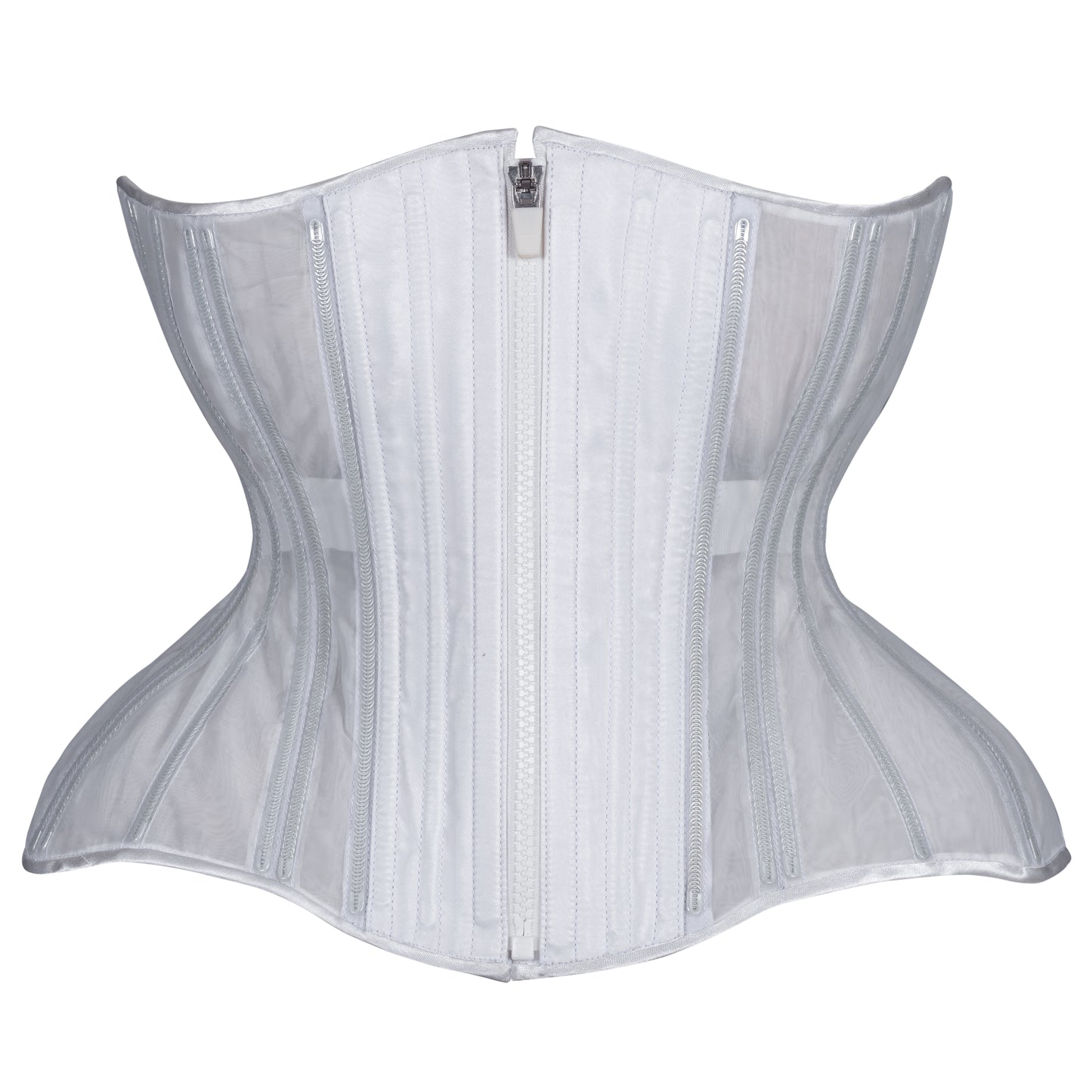 White Fine Mesh No Line Corset, Gemini Cupped Silhouette, Regular