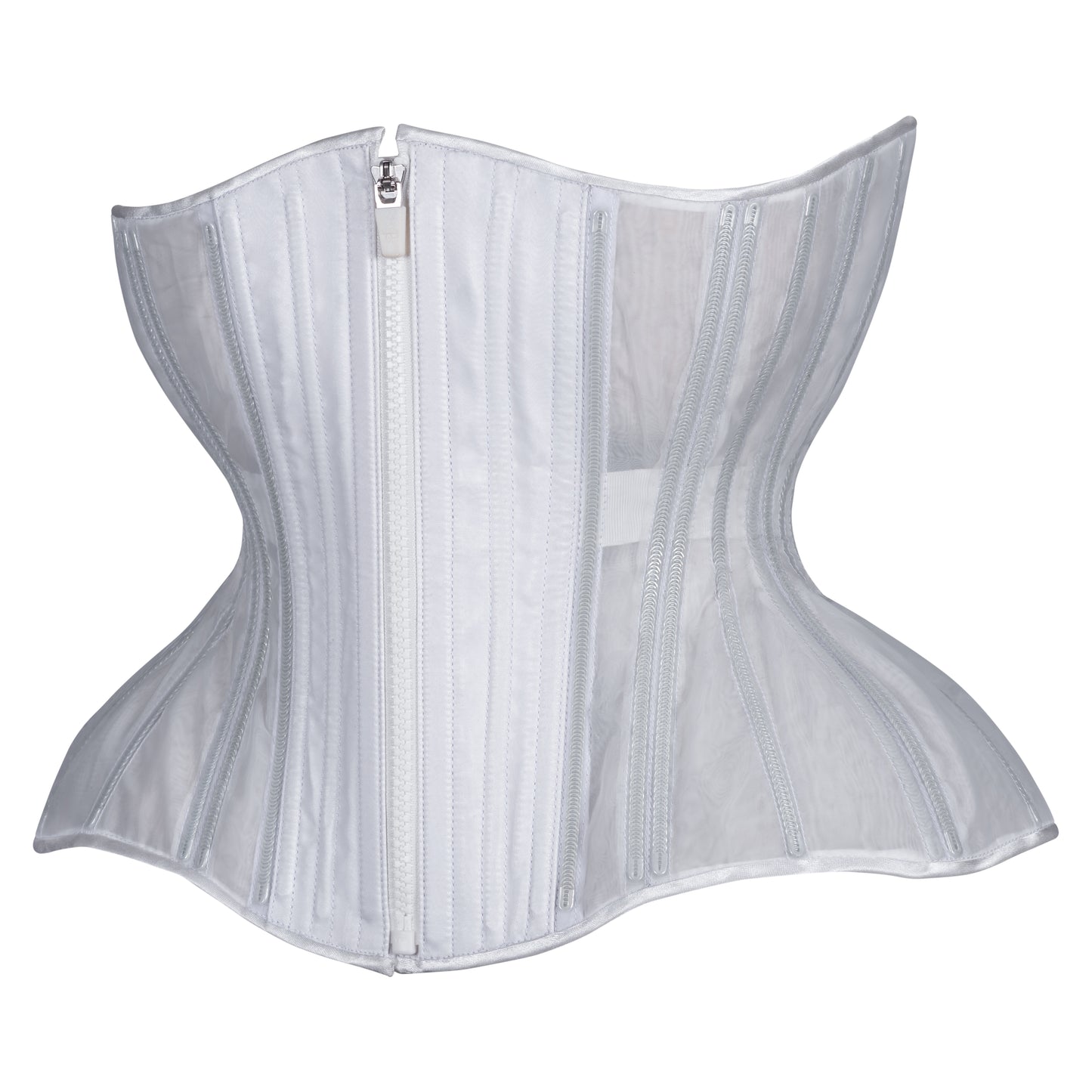 White Fine Mesh No Line Corset, Gemini Cupped Silhouette, Regular