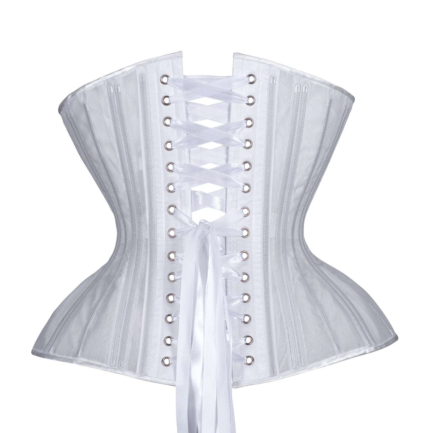 White Fine Mesh No Line Corset, Gemini Straight Silhouette, Regular