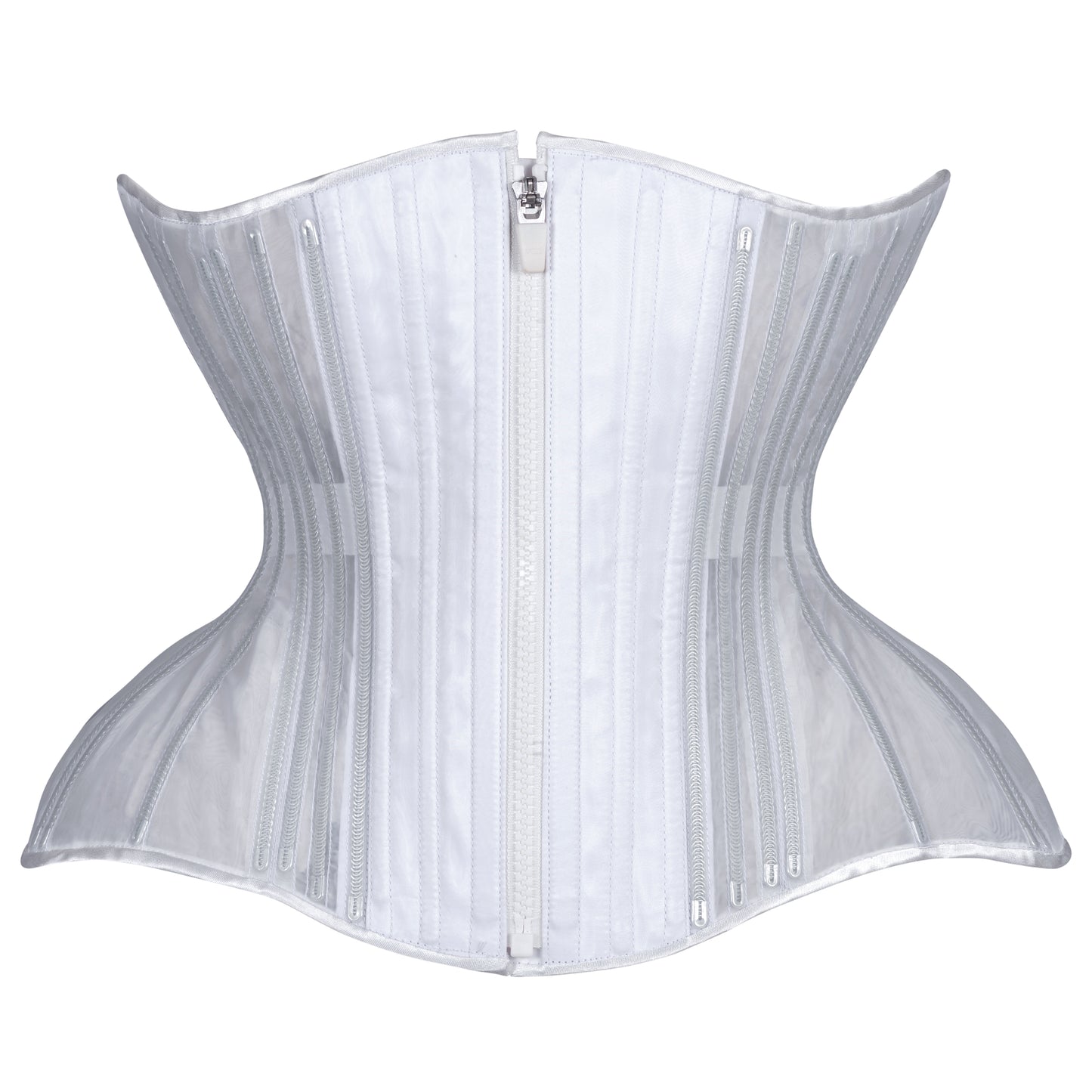 White Fine Mesh No Line Corset, Gemini Straight Silhouette, Regular