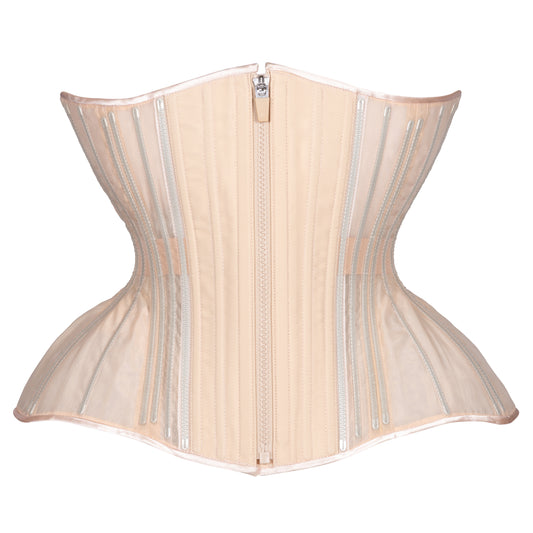 Beige Fine Mesh No Line Corset, Gemini Straight Silhouette, Regular