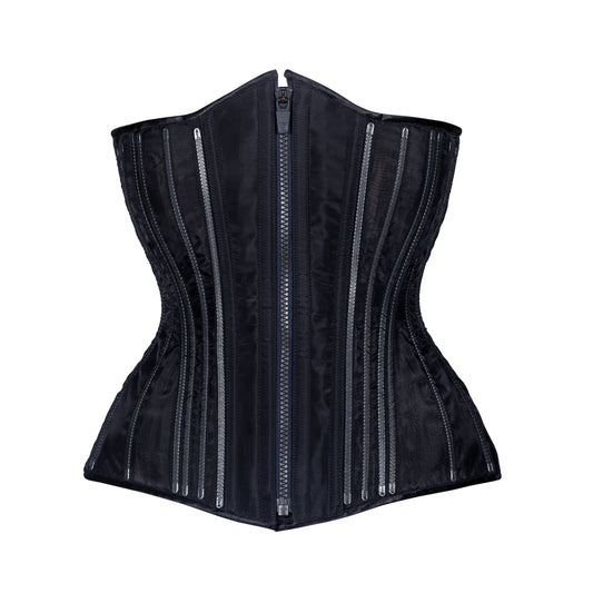 Black Fine Mesh No Line Corset, Hourglass Silhouette, Long