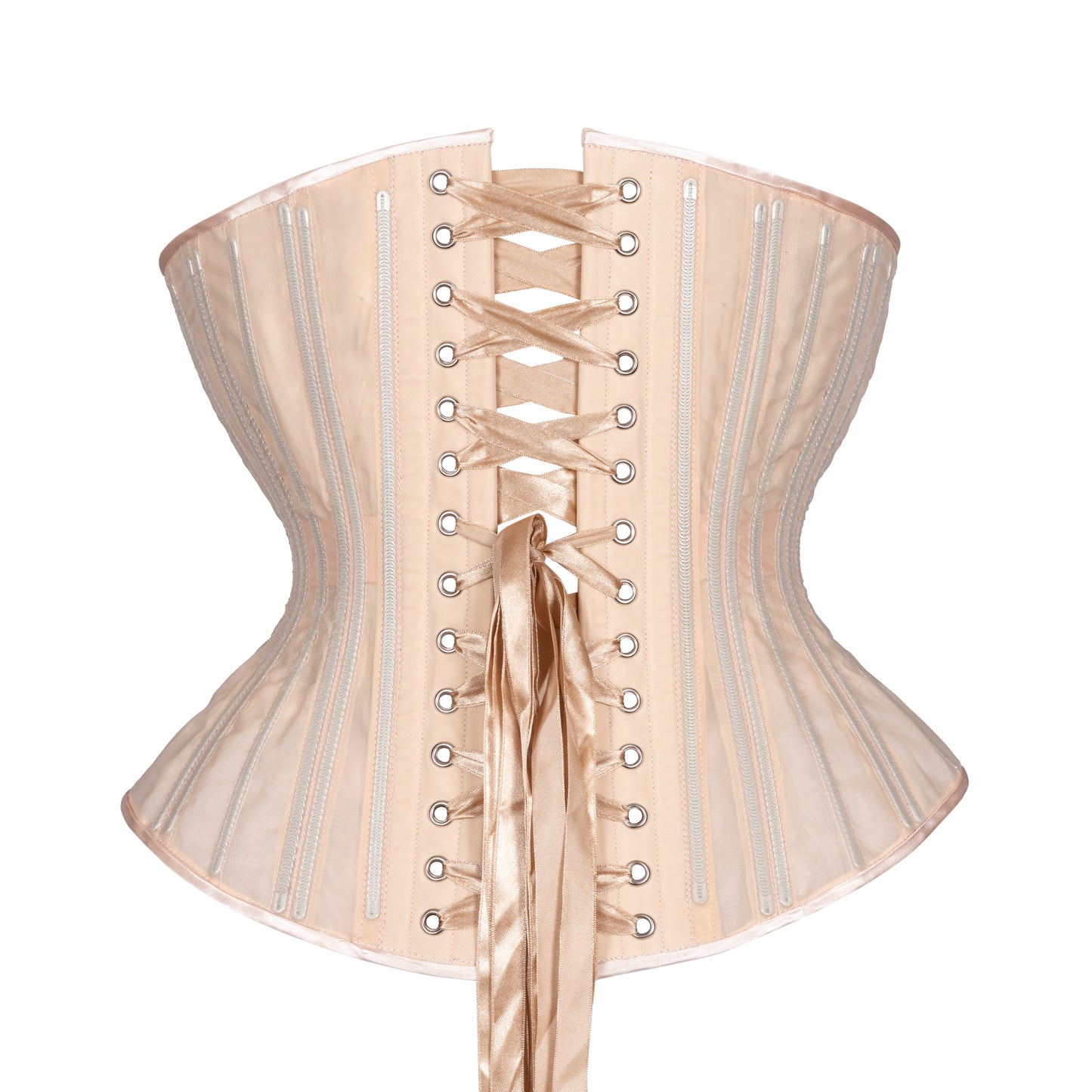 Beige Fine Mesh No Line Corset, Hourglass Silhouette, Regular